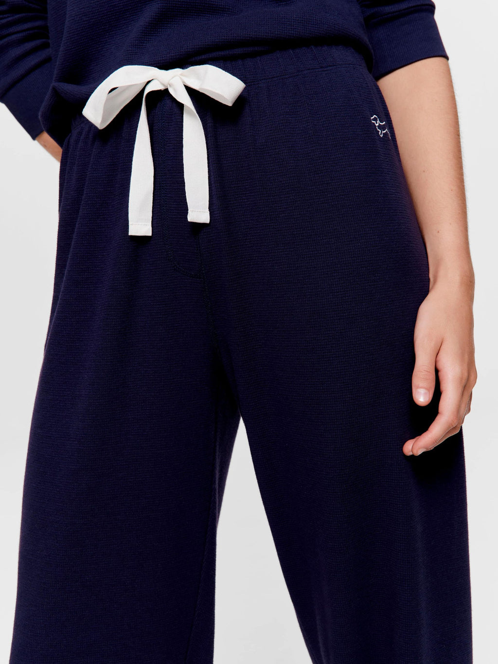 Navy Waffle Straight Leg Pj Pant navy