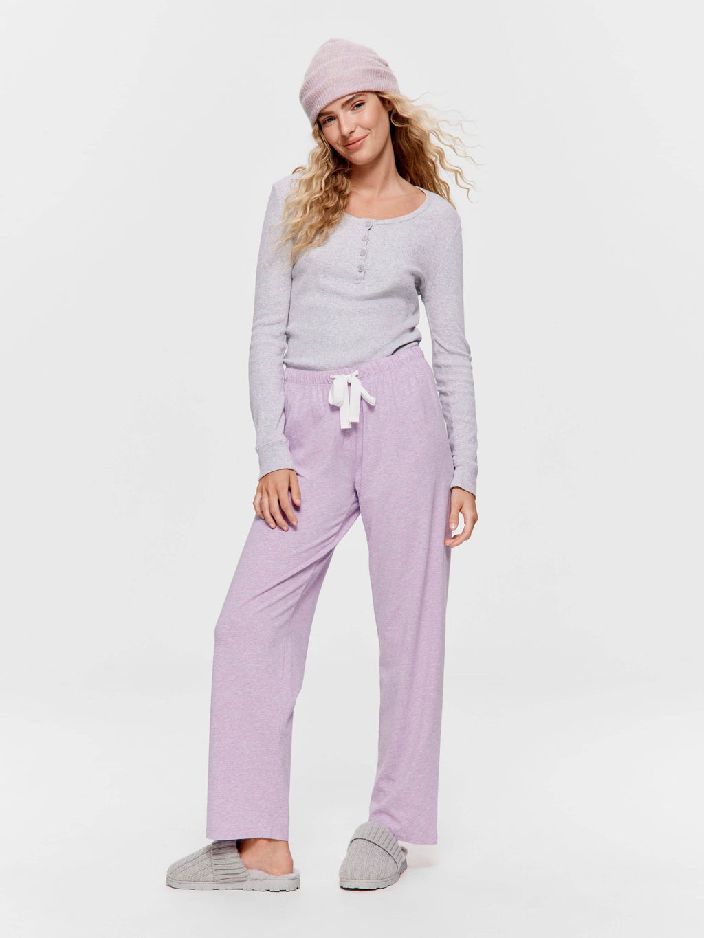 Purple Marle Straight Leg Pj Pant purple