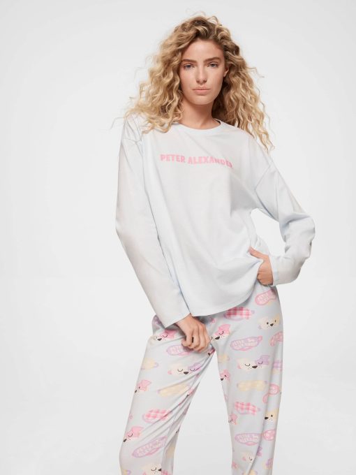 Blue Branded Long Sleeve Top lightblue