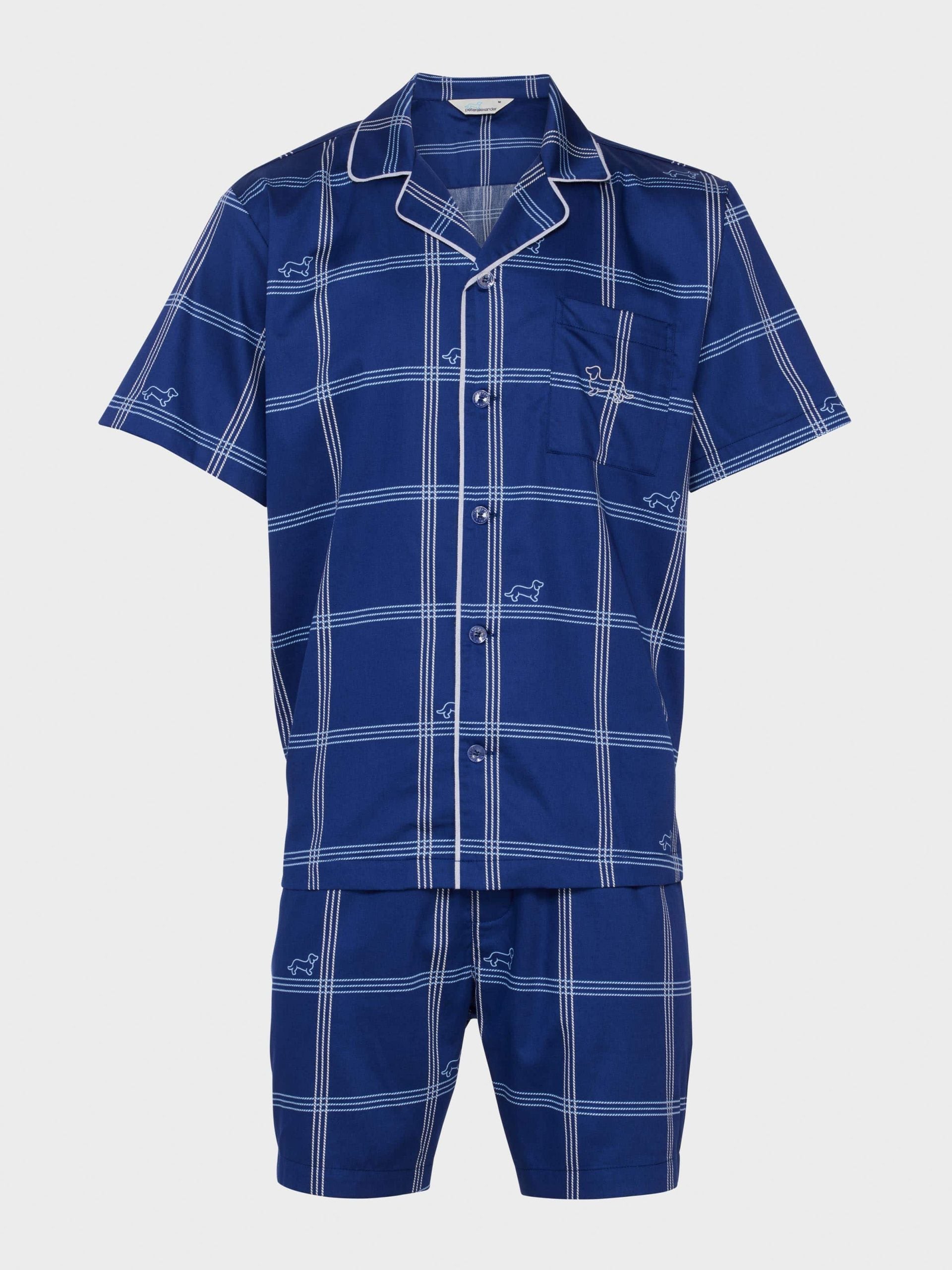 Navy Windowpane Short Sleeve Pj Set multi