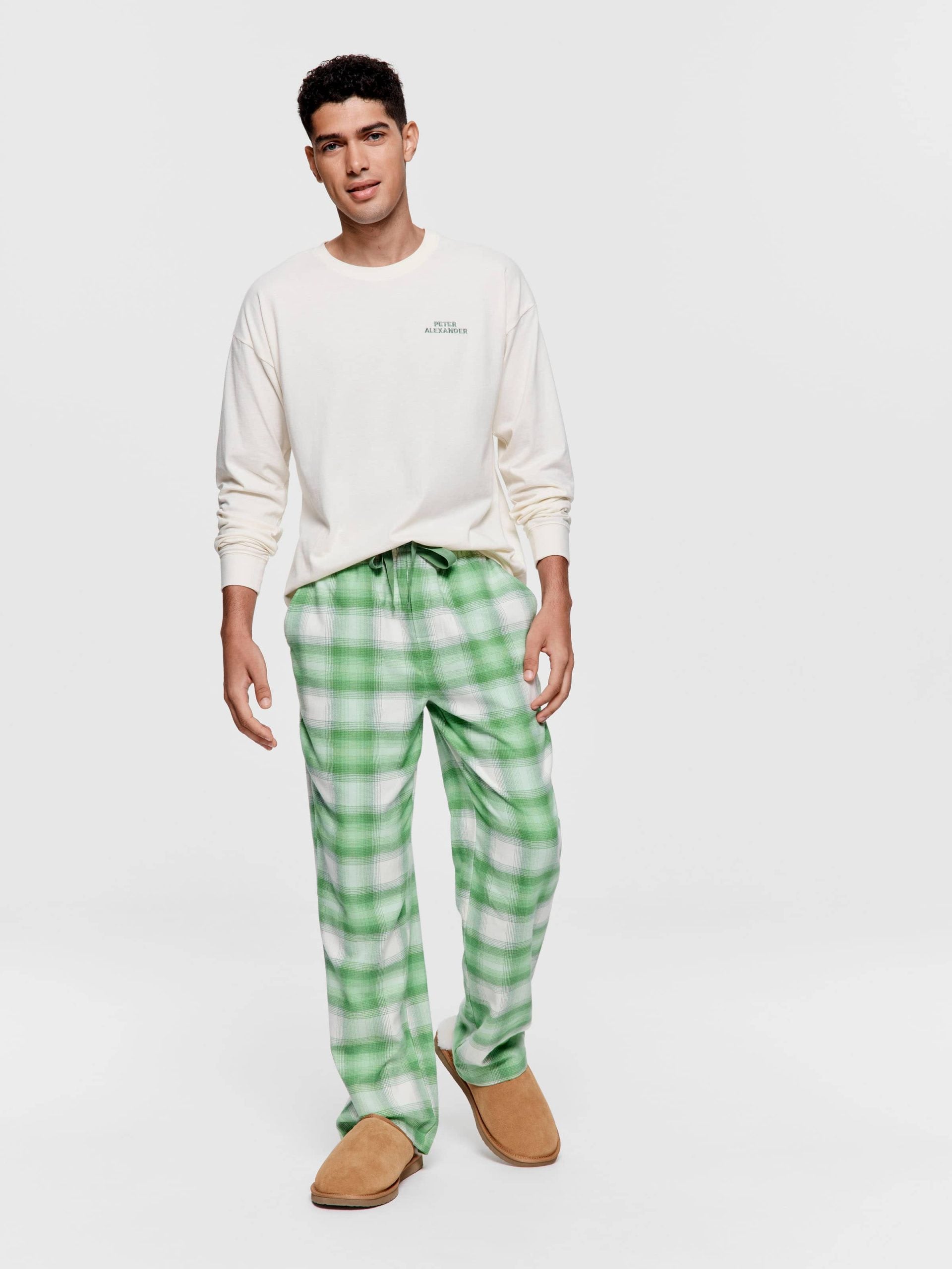 Green Check Flannelette Classic Pj Pant green