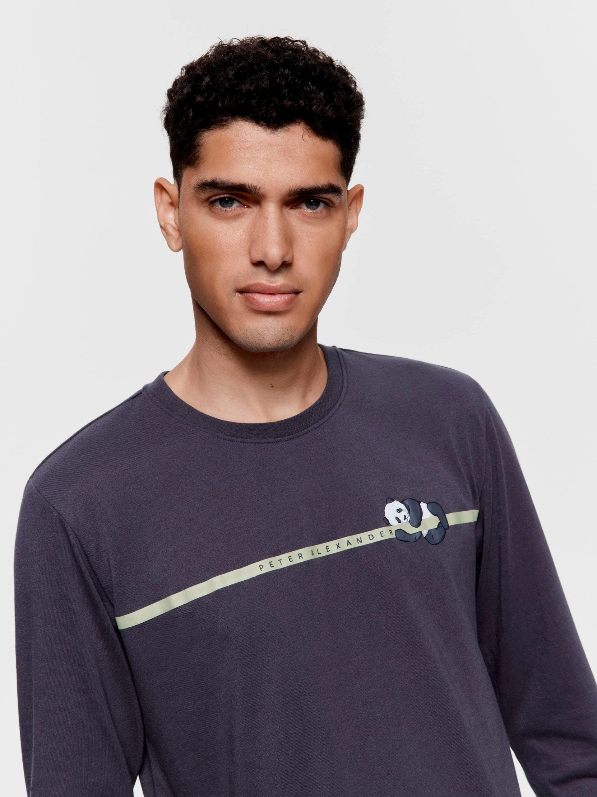 Sleepy Panda Long Sleeve Top charcoal