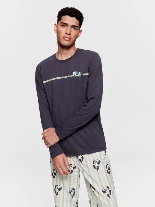 Sleepy Panda Long Sleeve Top charcoal
