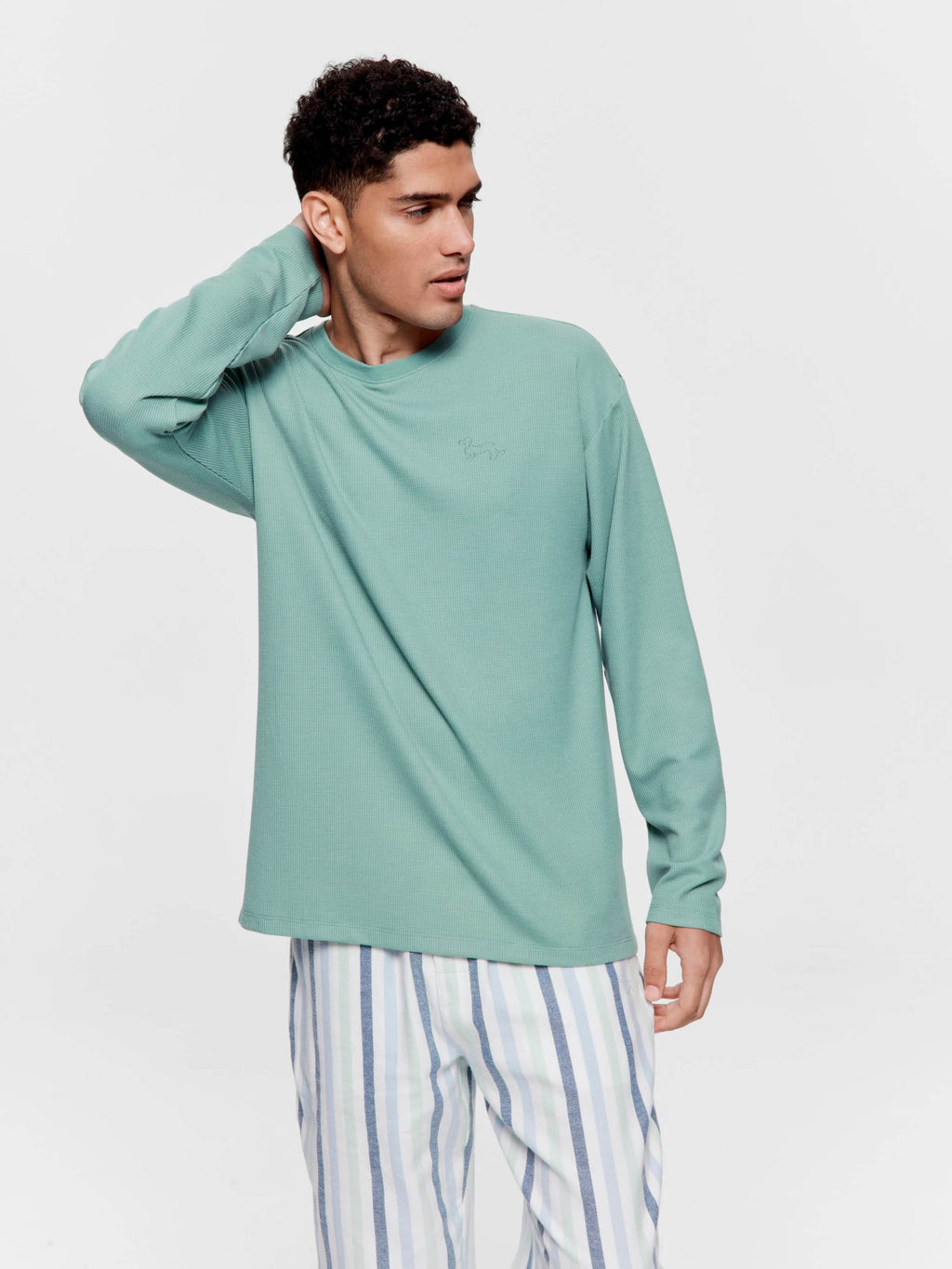 Sage Waffle Long Sleeve Top sage