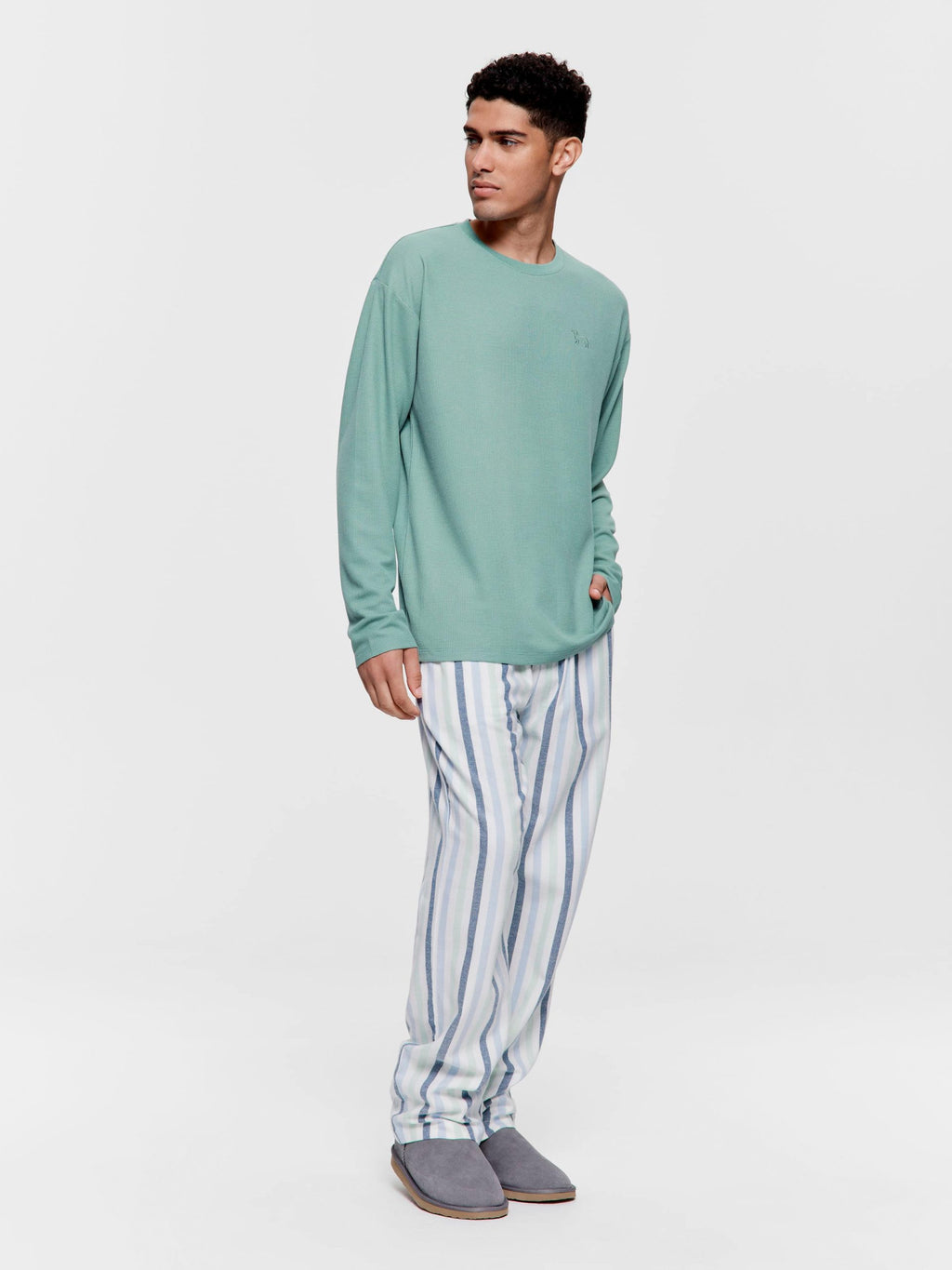 Sage Waffle Long Sleeve Top sage