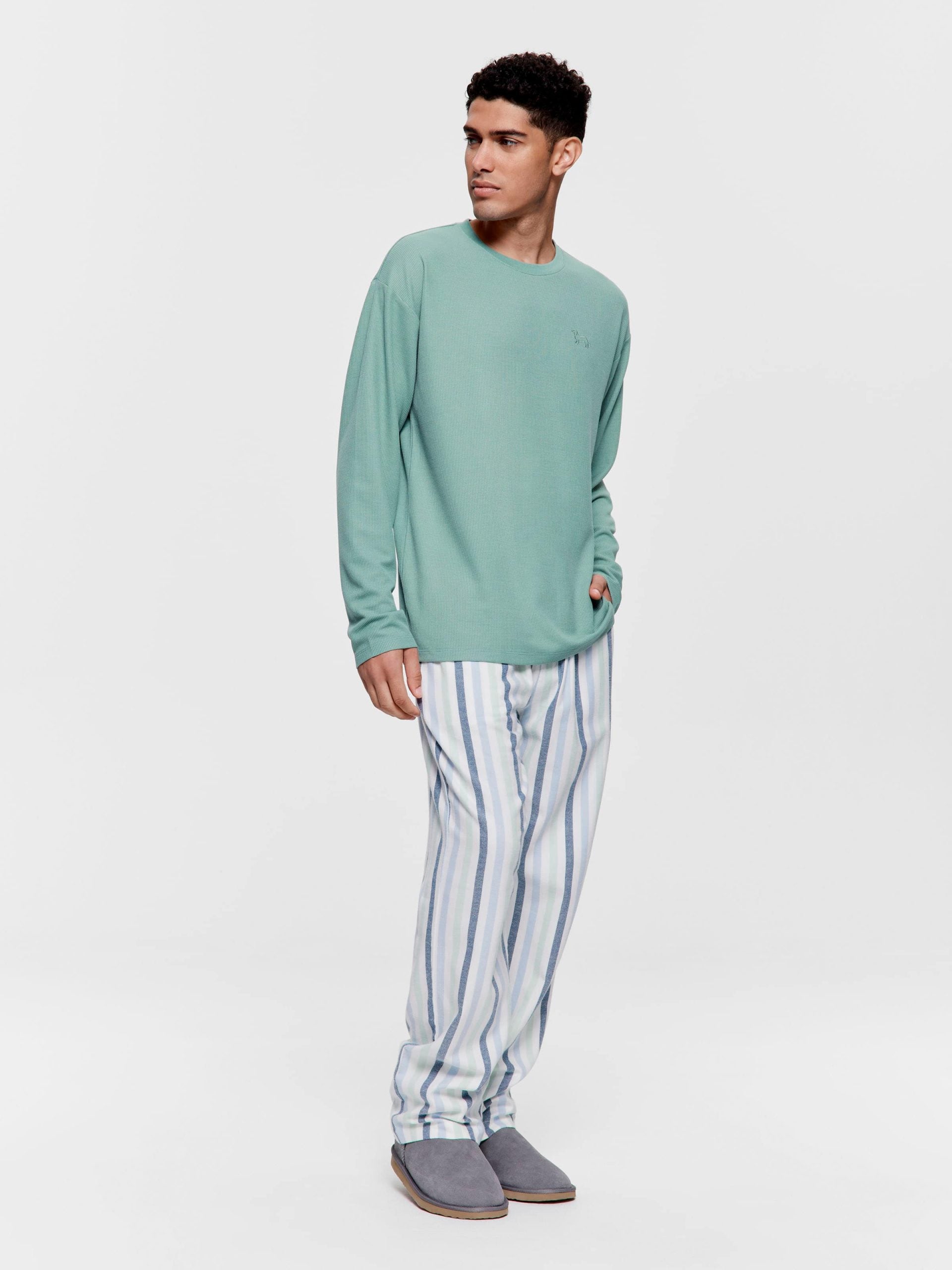 Sage Waffle Long Sleeve Top sage