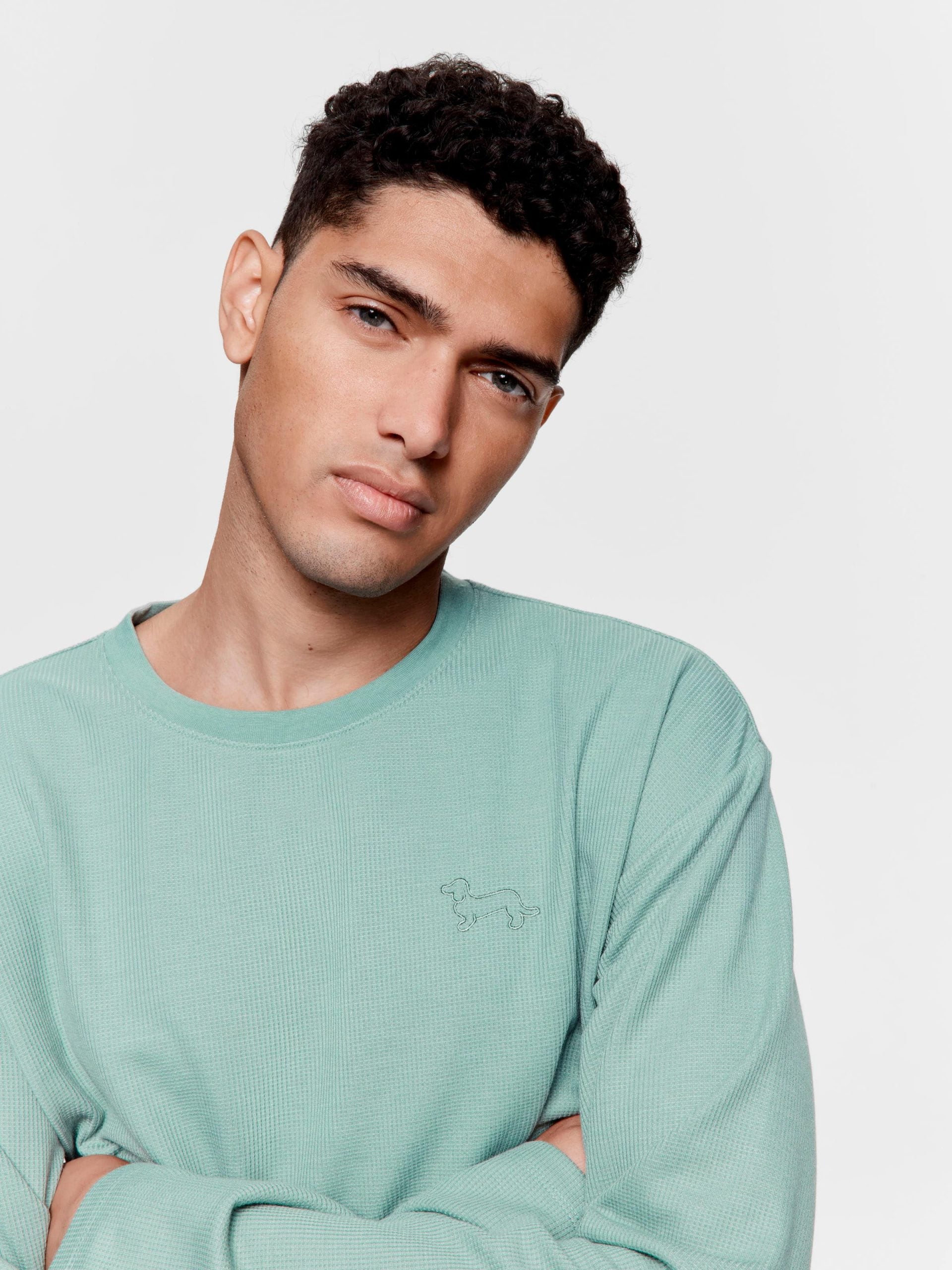 Sage Waffle Long Sleeve Top sage