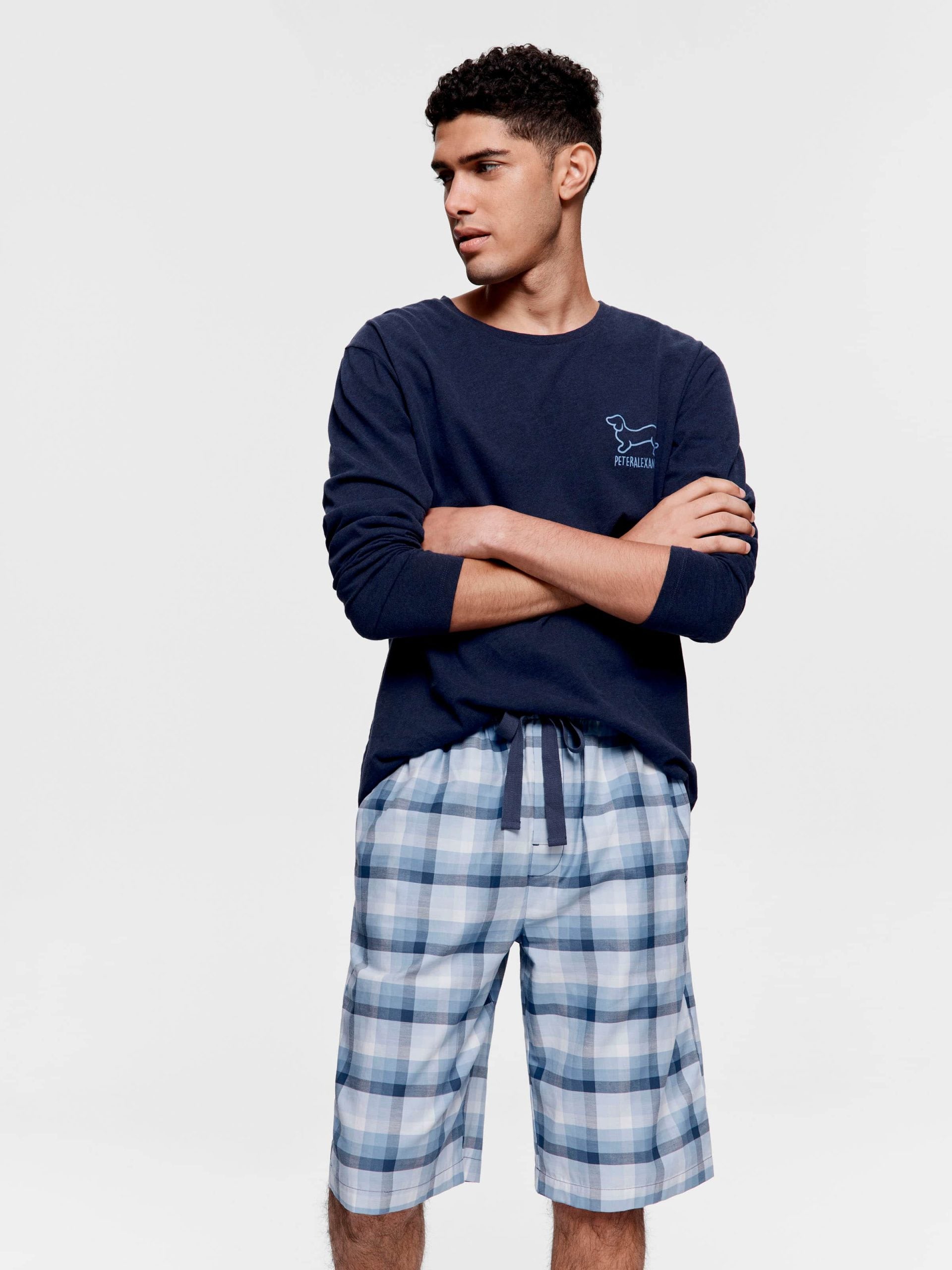 Mini Check Long Short blue