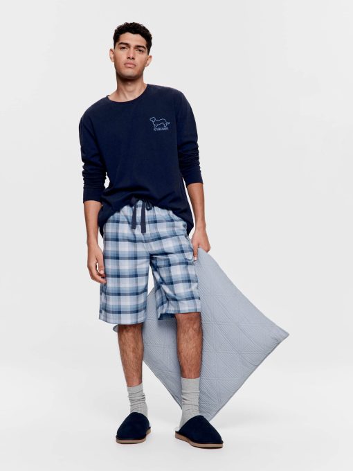 Mini Check Long Short blue