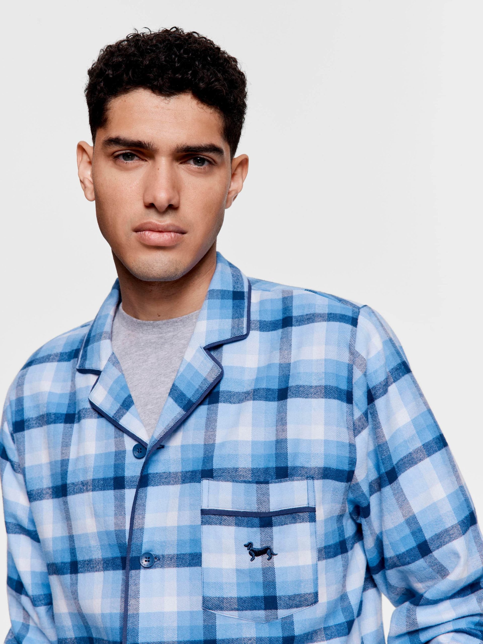 Mini Check Long Sleeve Pj Set blue