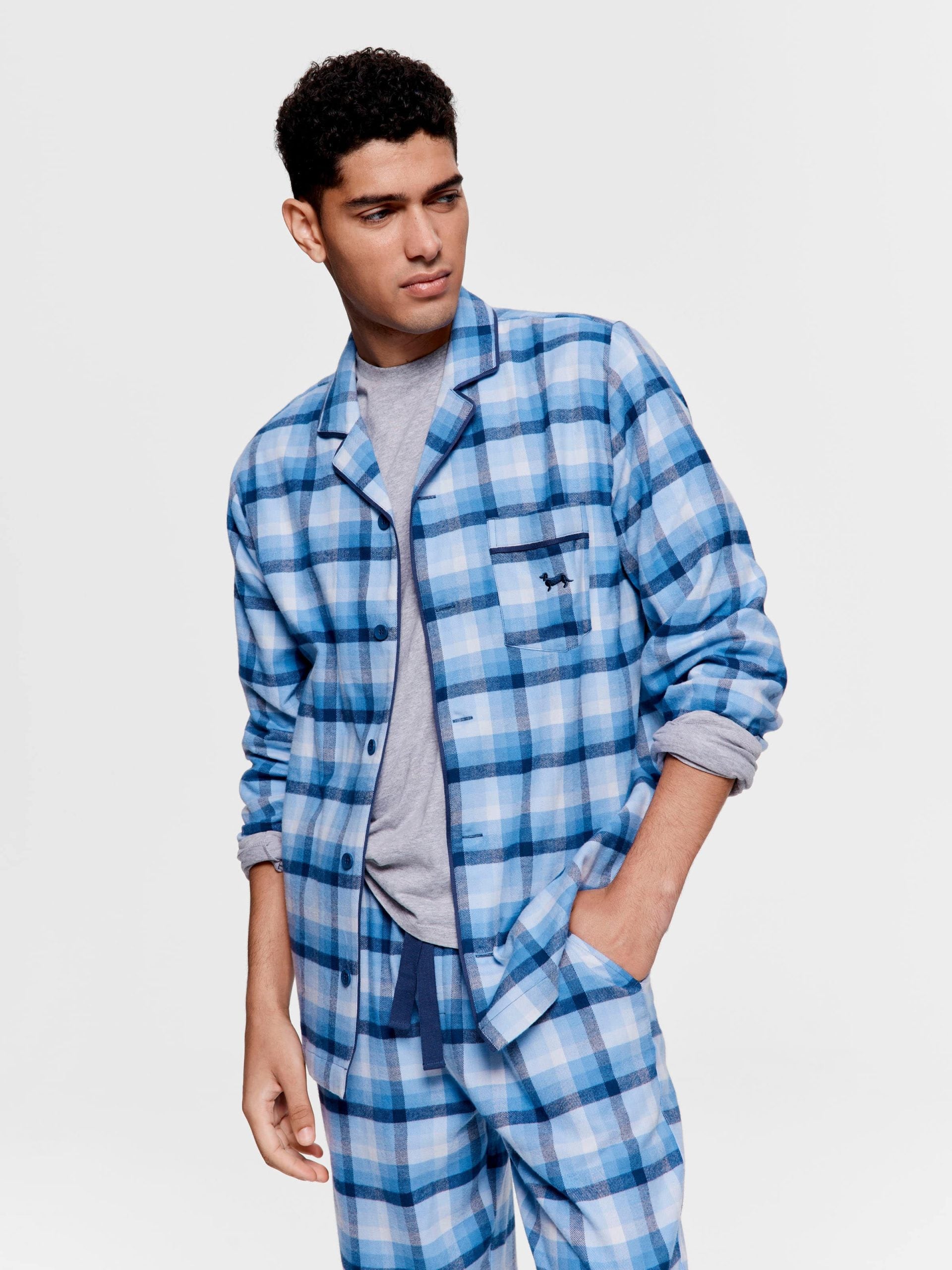 Mini Check Long Sleeve Pj Set blue