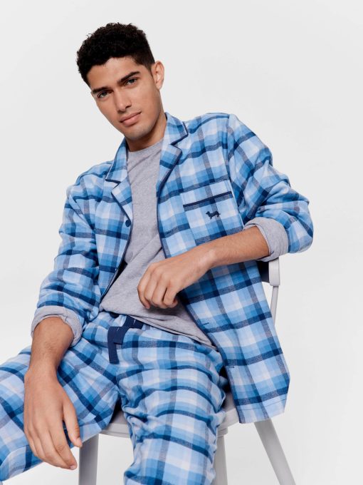Mini Check Long Sleeve Pj Set blue