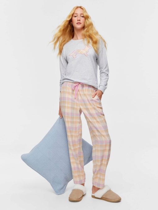 Toffee Check Flannelette Tapered Pj Pant multi