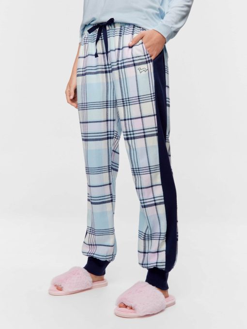 Navy Check Flannelette Cuffed Pj Pant multi