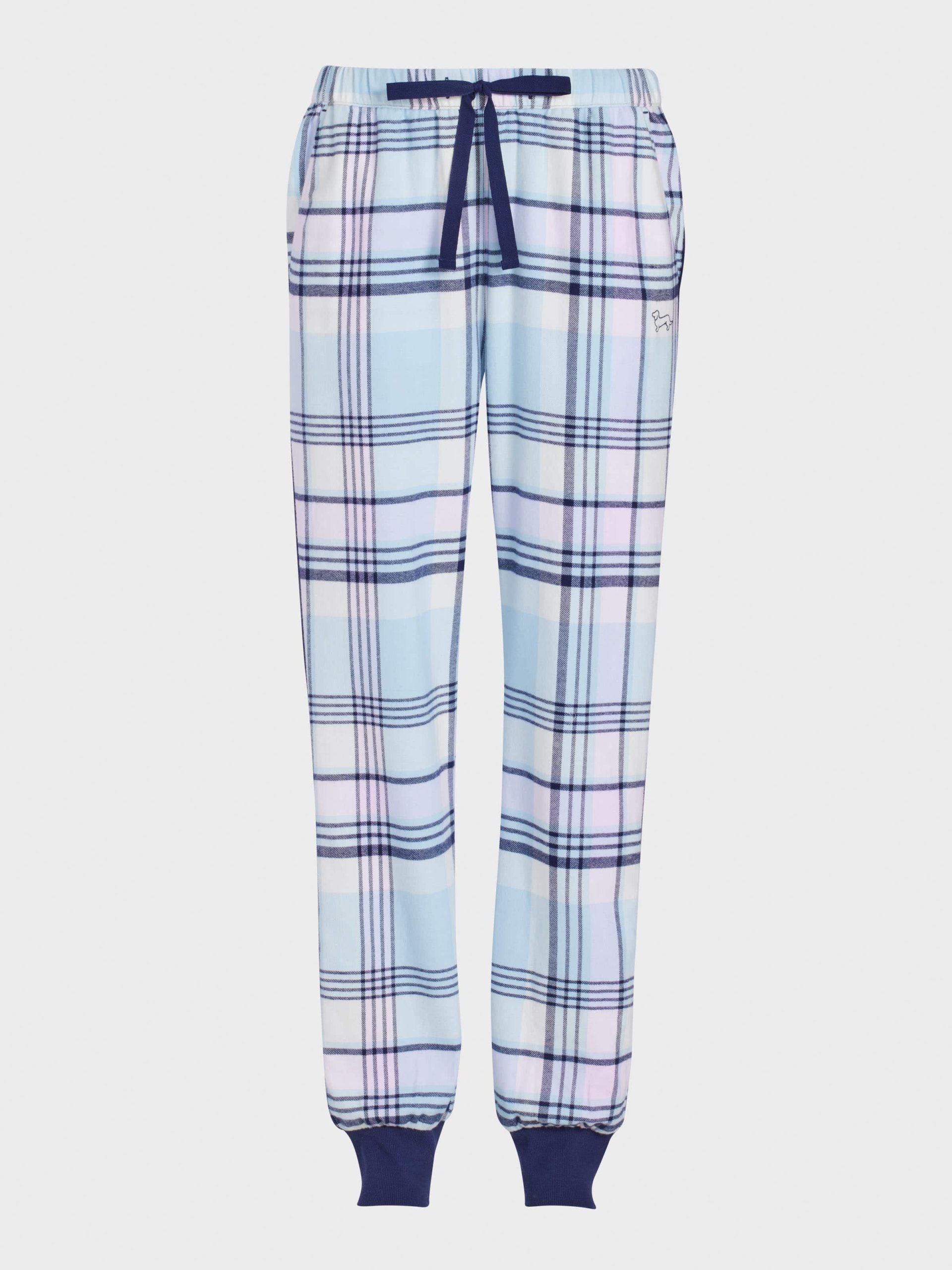 Navy Check Flannelette Cuffed Pj Pant multi