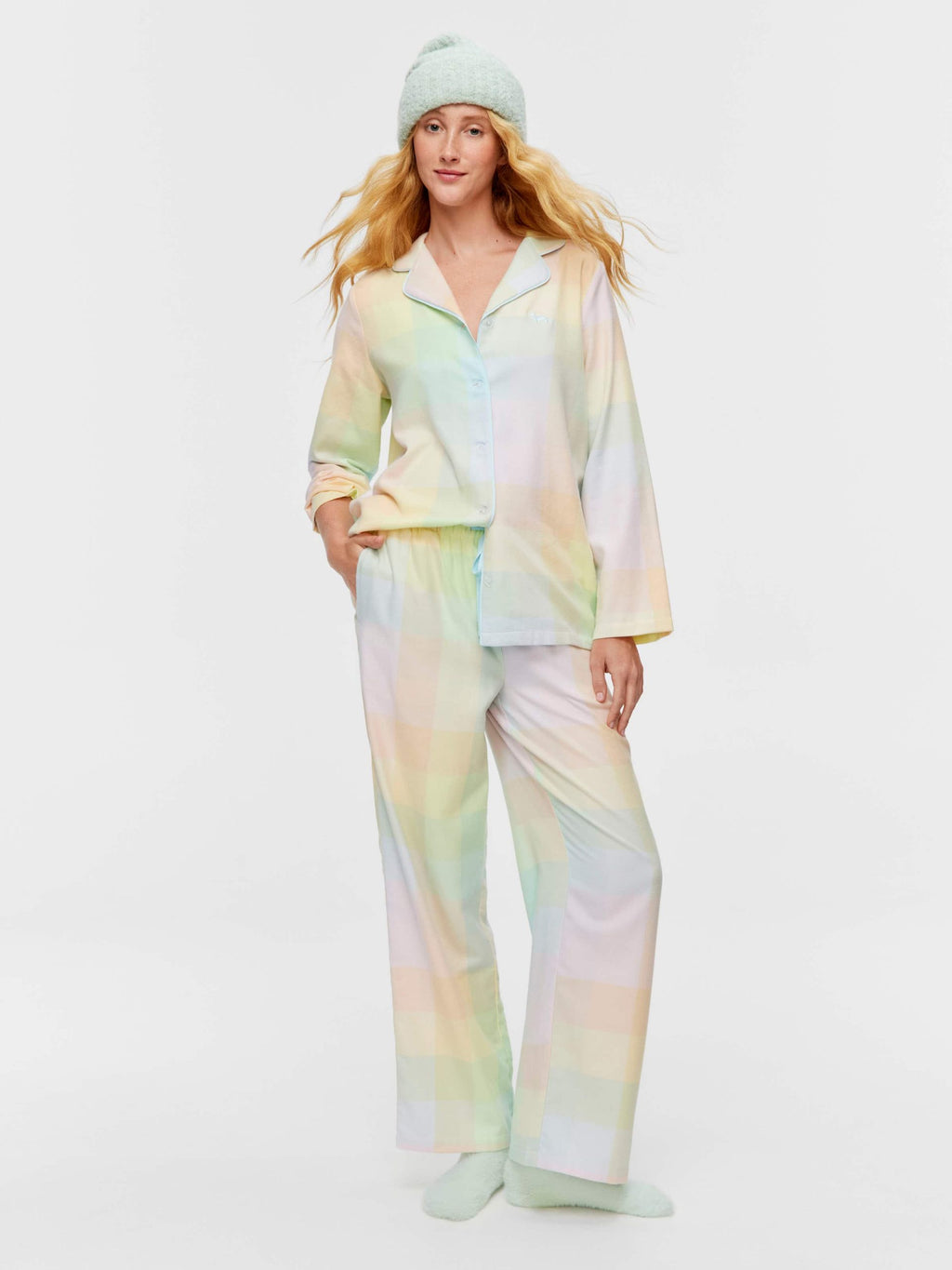 Rainbow Check Classic Flannelette Pj Set multi