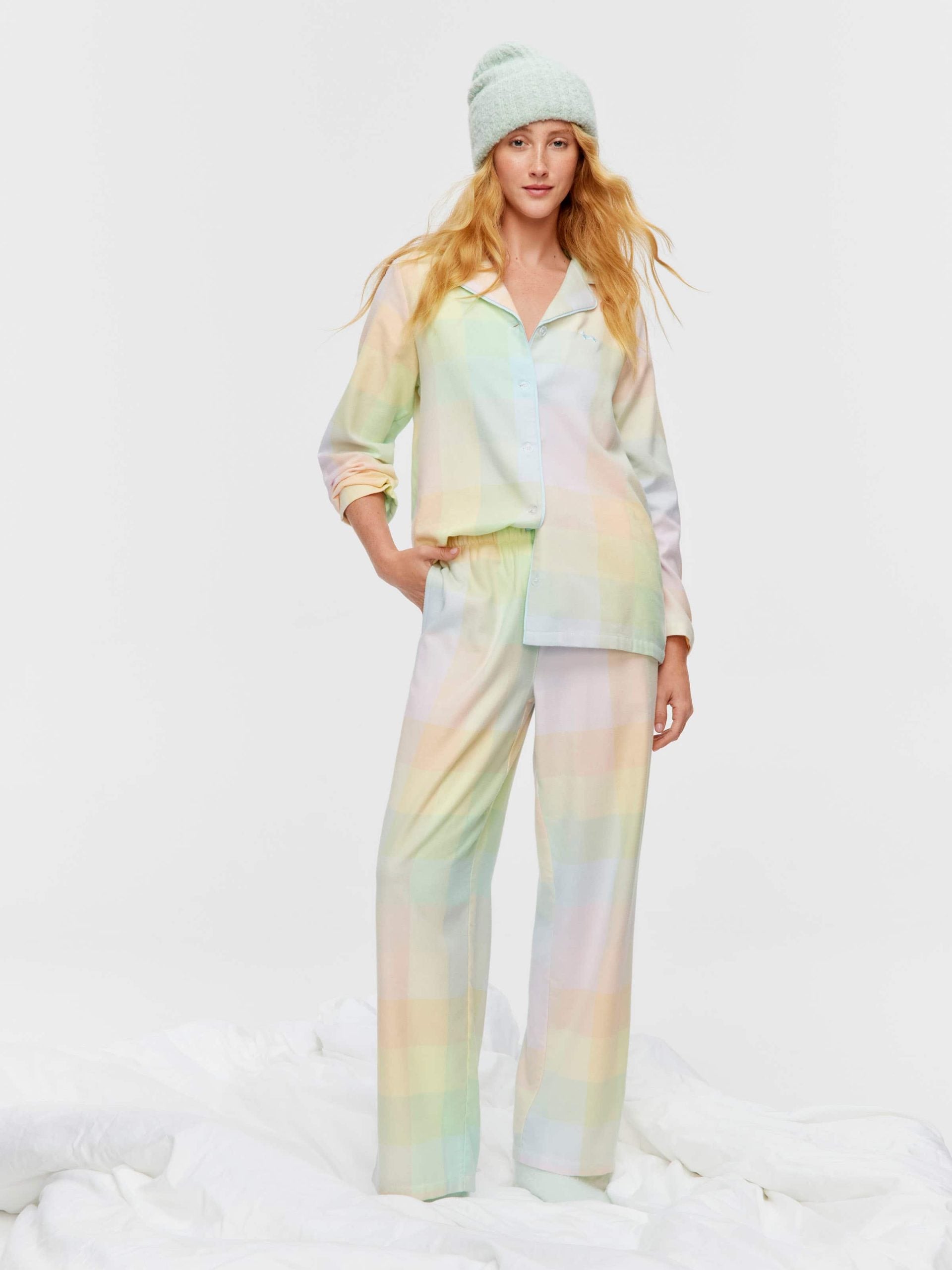Rainbow Check Classic Flannelette Pj Set multi