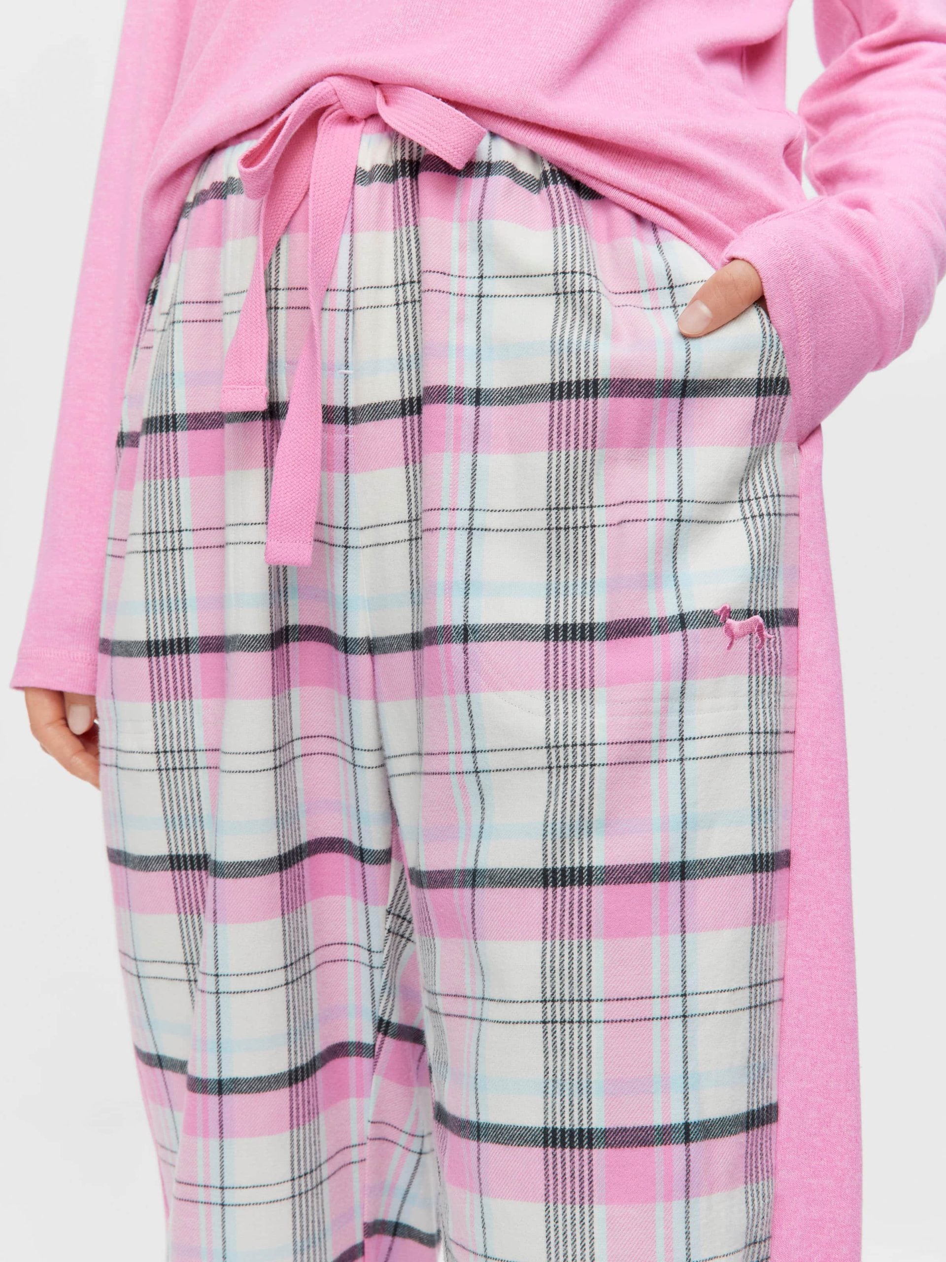Pink Check Flannelette Legwarmer Pj Pant multi