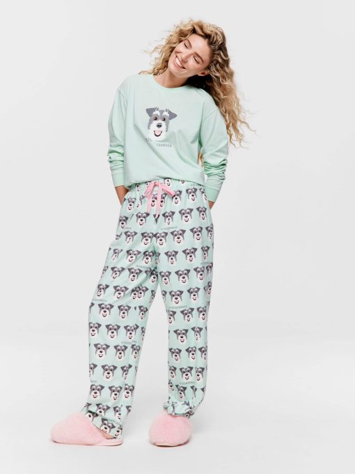 Schnauzer Mint Classic Flannelette Pj Pant Multi