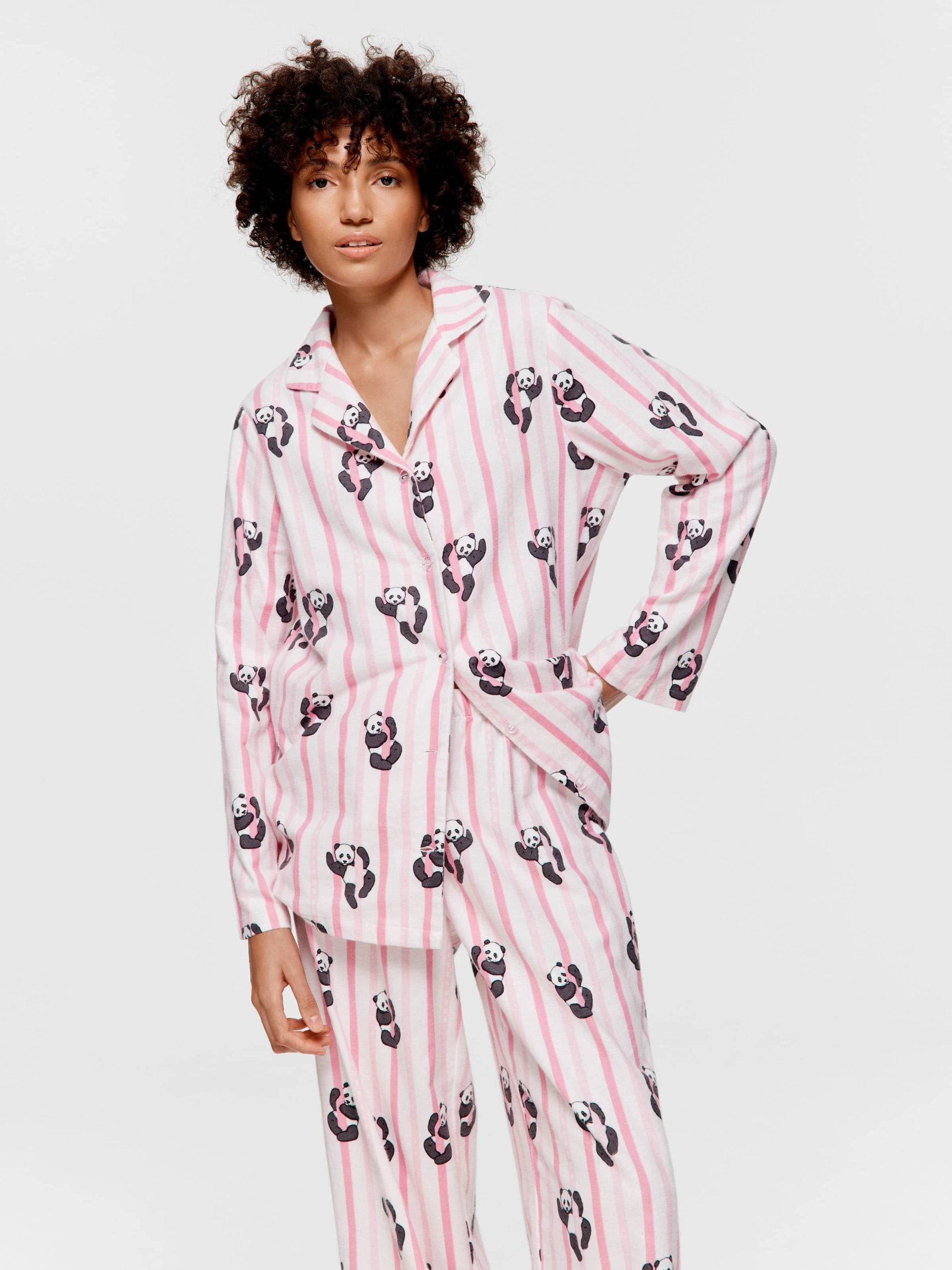 Panda Stripe Classic Flannelette Pj Set multi