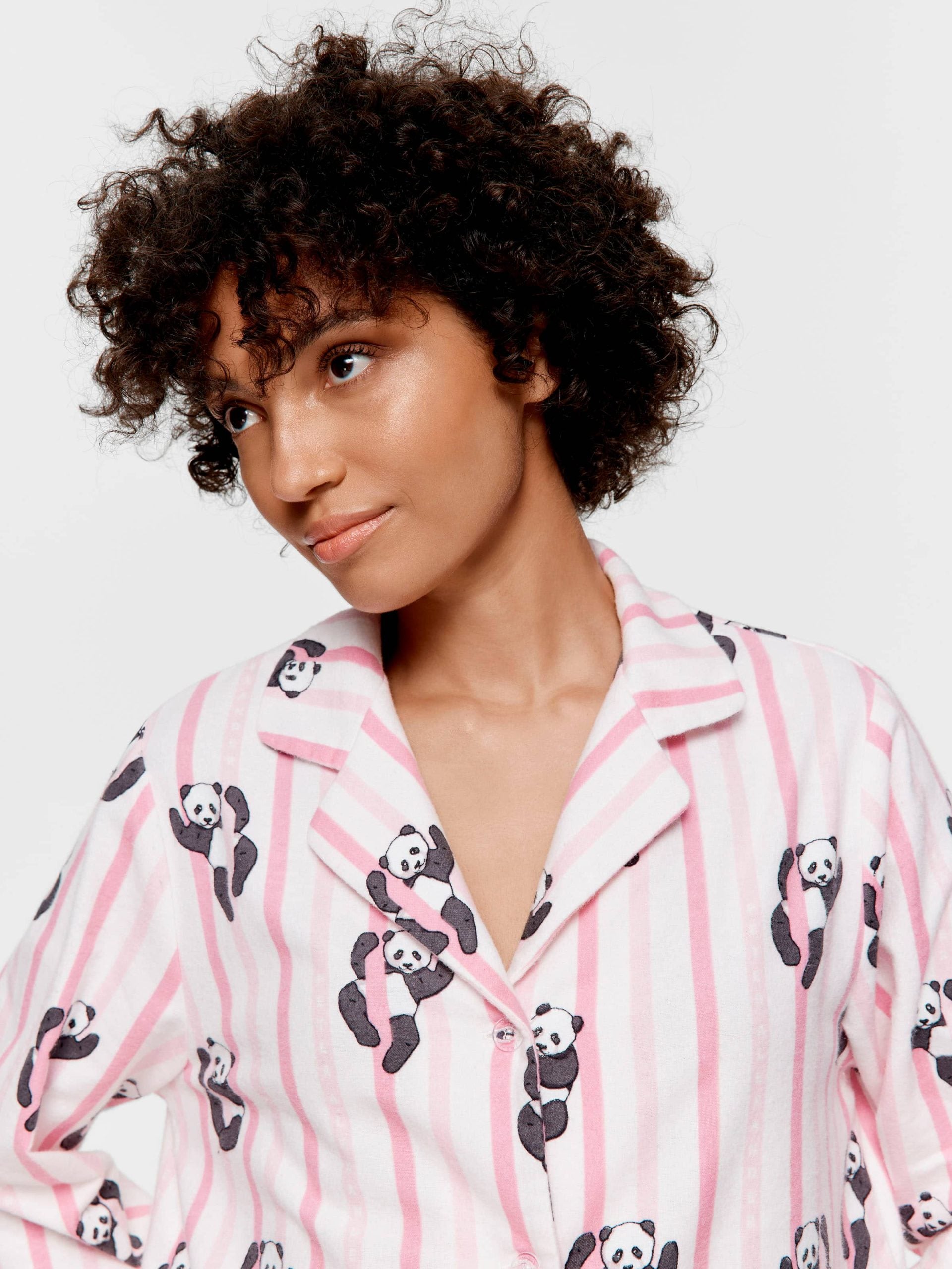 Panda Stripe Classic Flannelette Pj Set multi