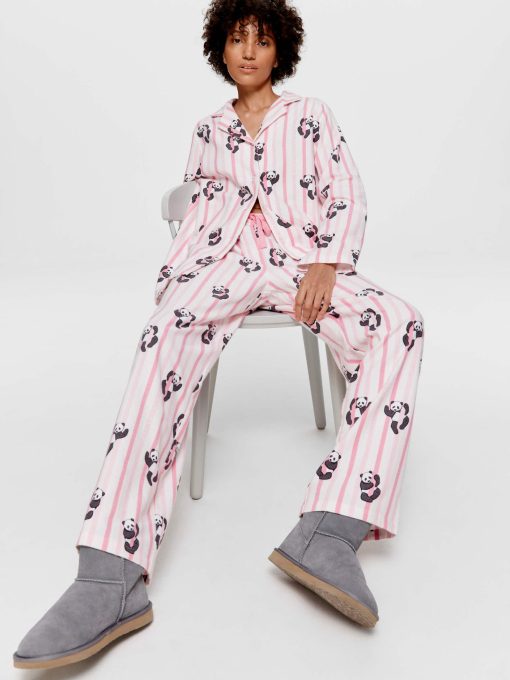 Panda Stripe Classic Flannelette Pj Set multi