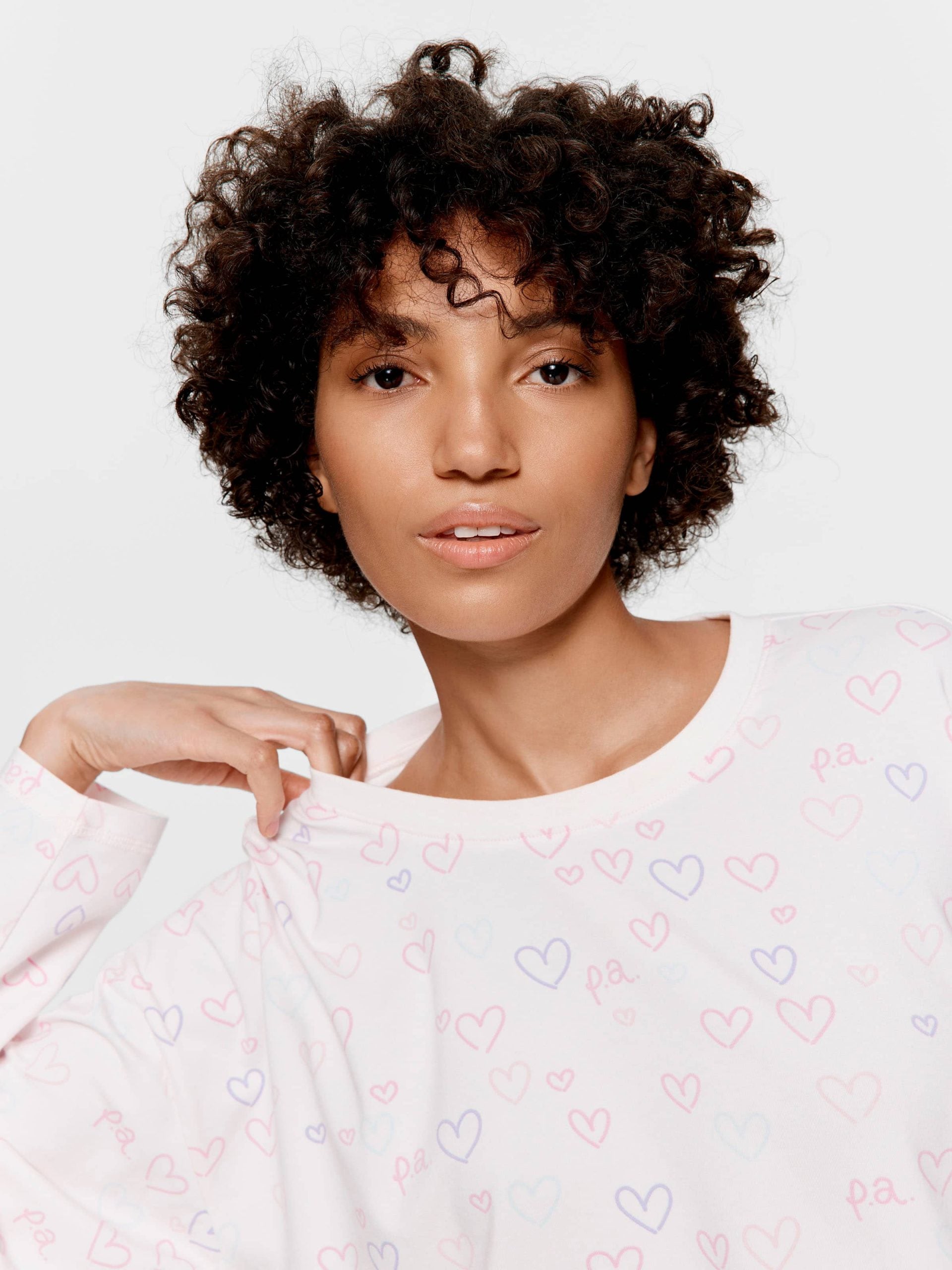 Pastel Hearts Long Sleeve Top multi