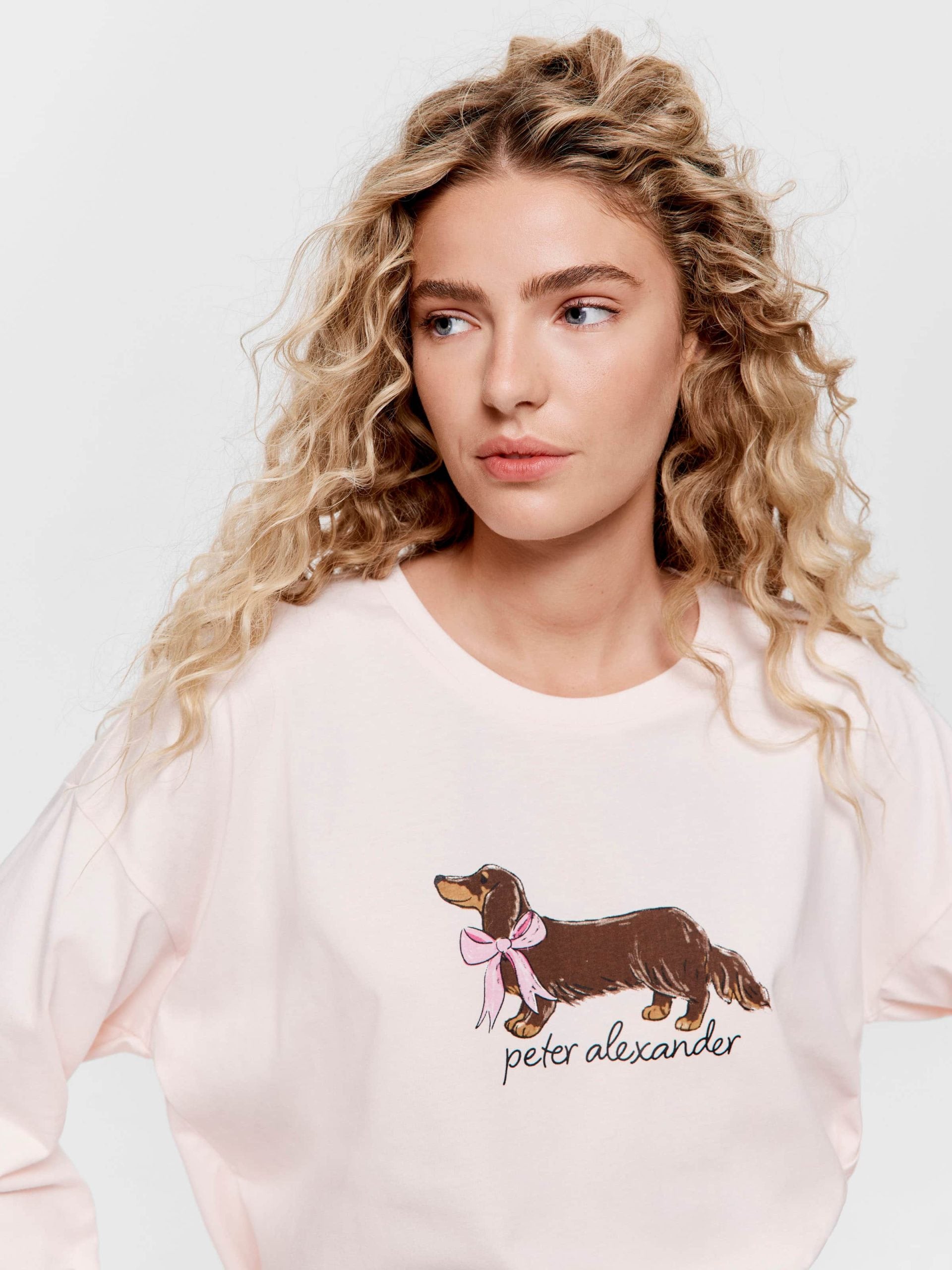 Penny With Bow Long Sleeve Top palepink