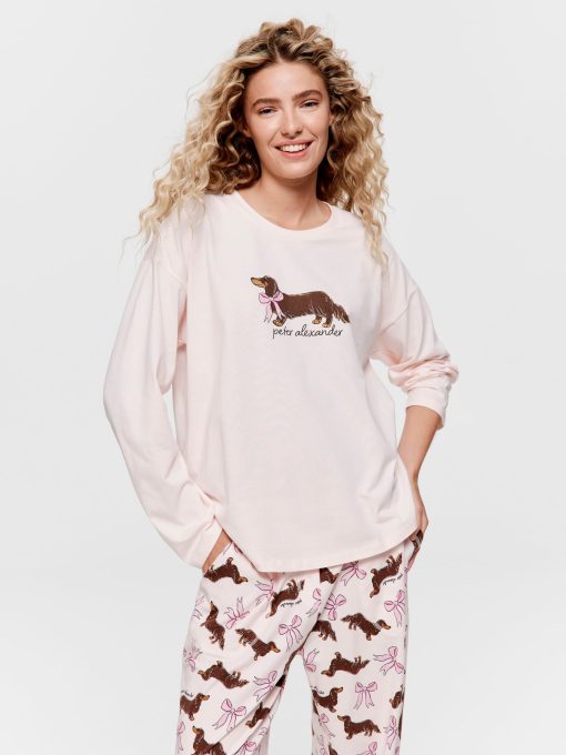 Penny With Bow Long Sleeve Top palepink