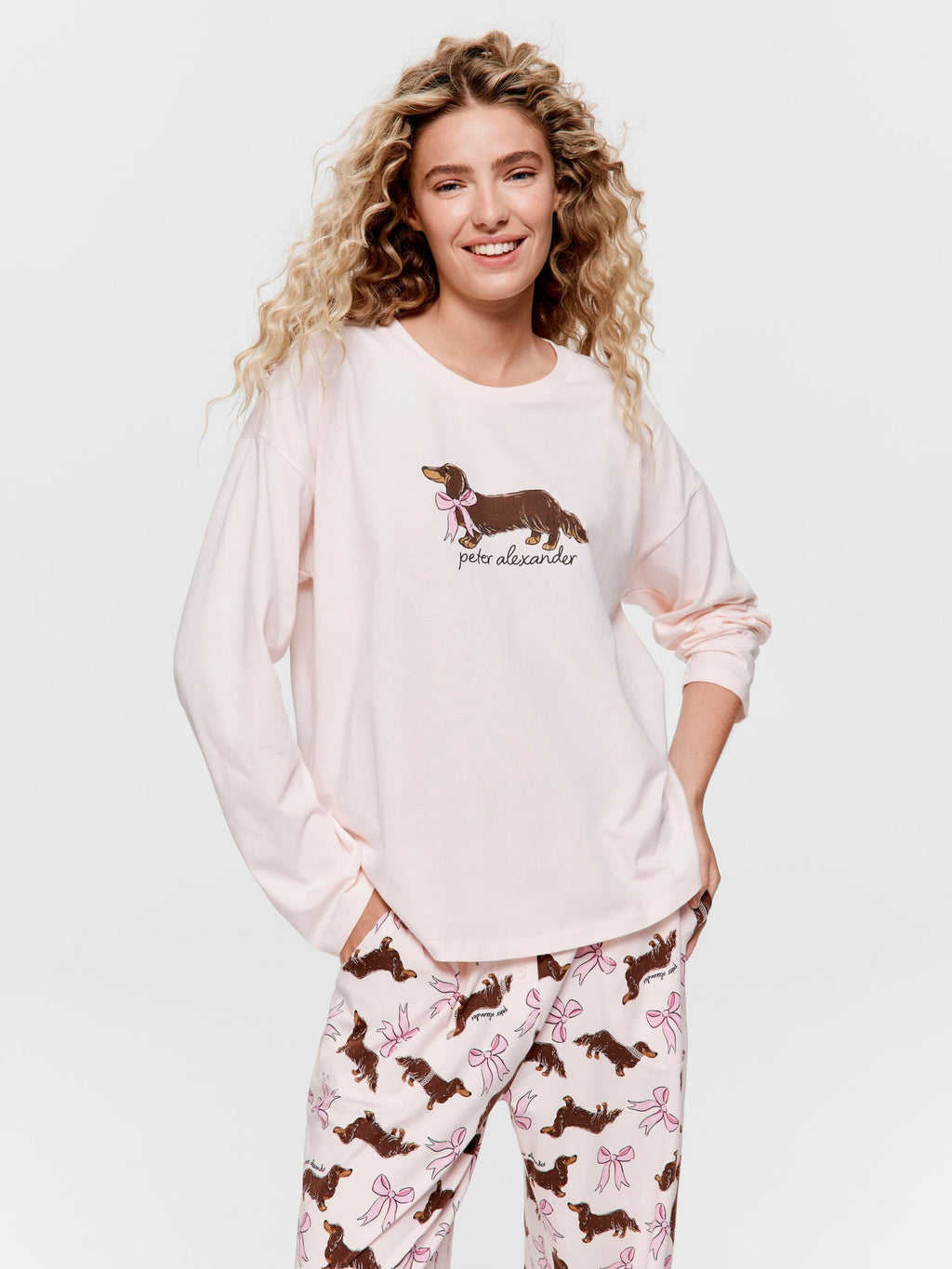 Penny With Bow Long Sleeve Top palepink