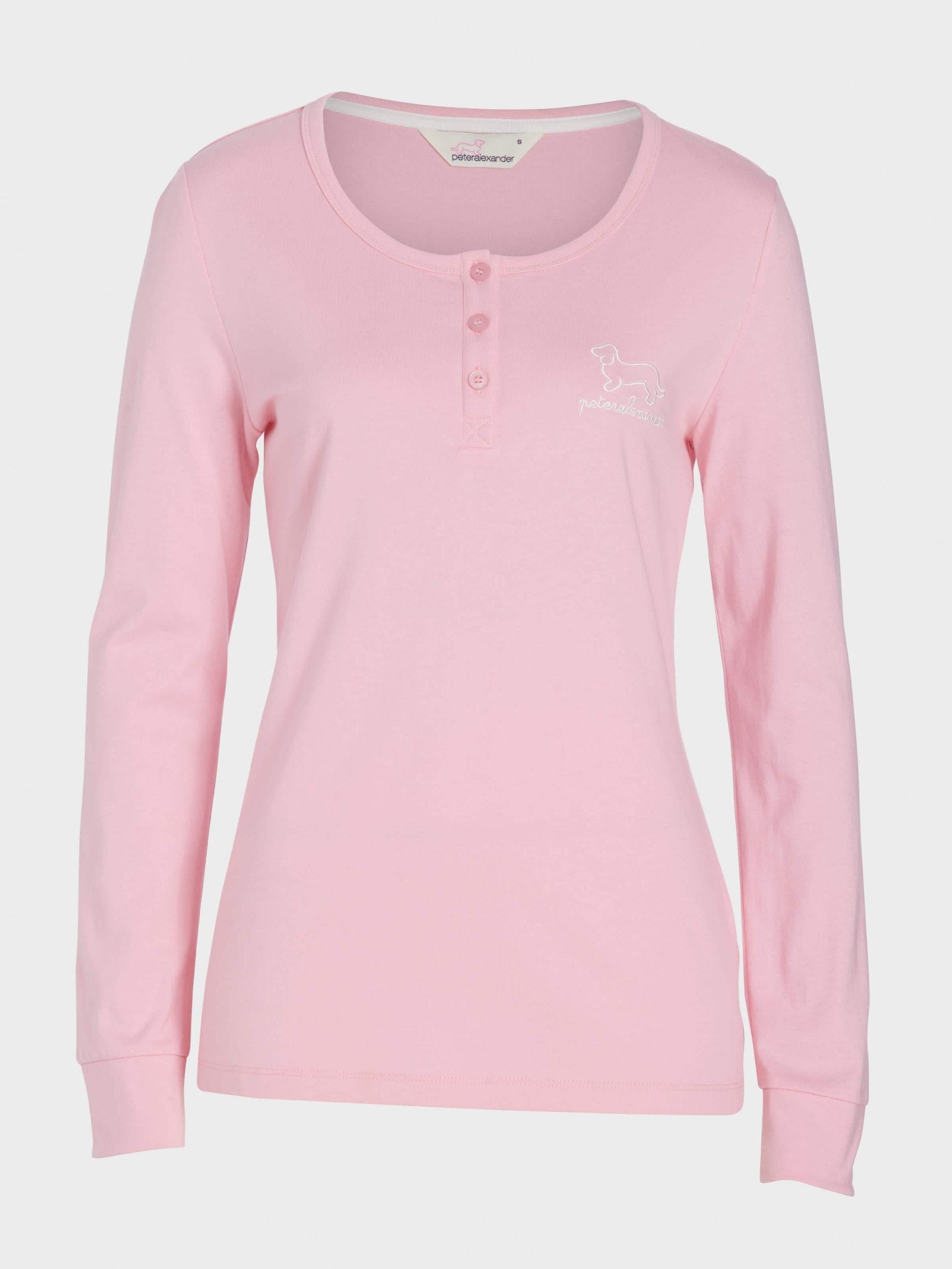 Pink Branded Henley Long Sleeve Top pink