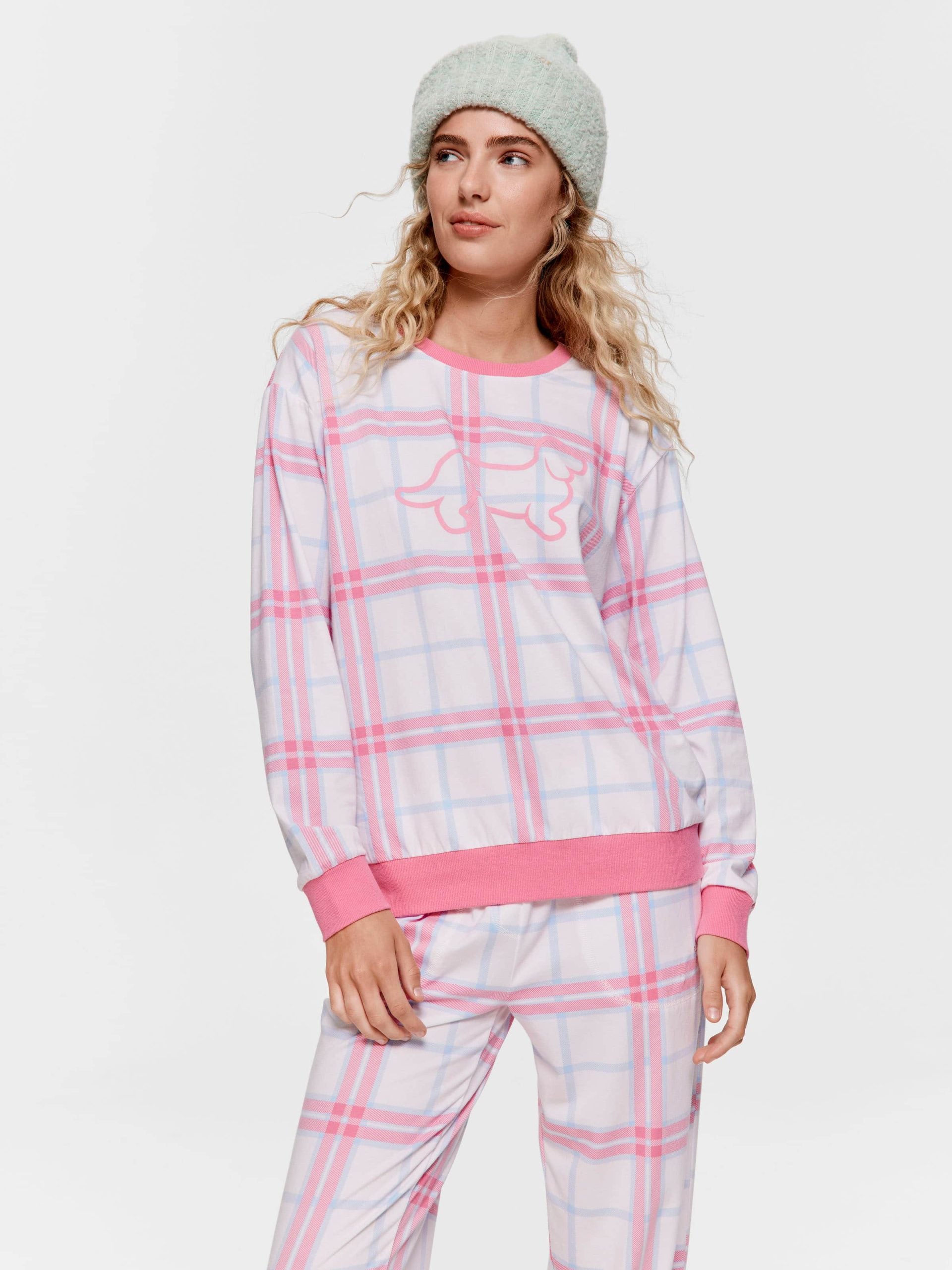 Cream & Pink Penny Check Sweater multi