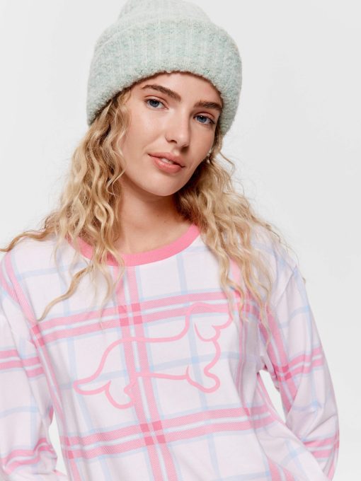 Cream & Pink Penny Check Sweater multi
