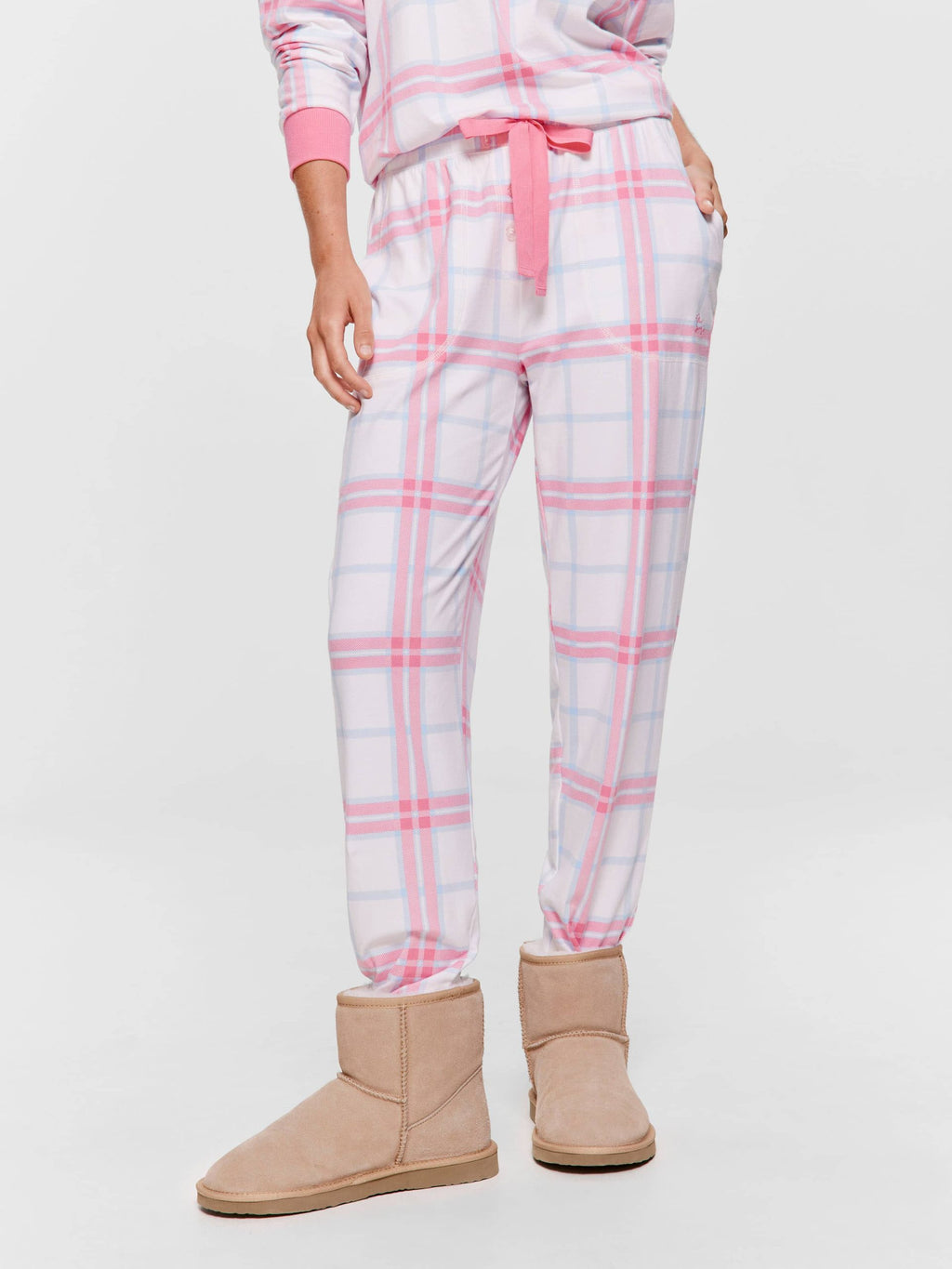 Cream & Pink Check Easy Pj Pant multi