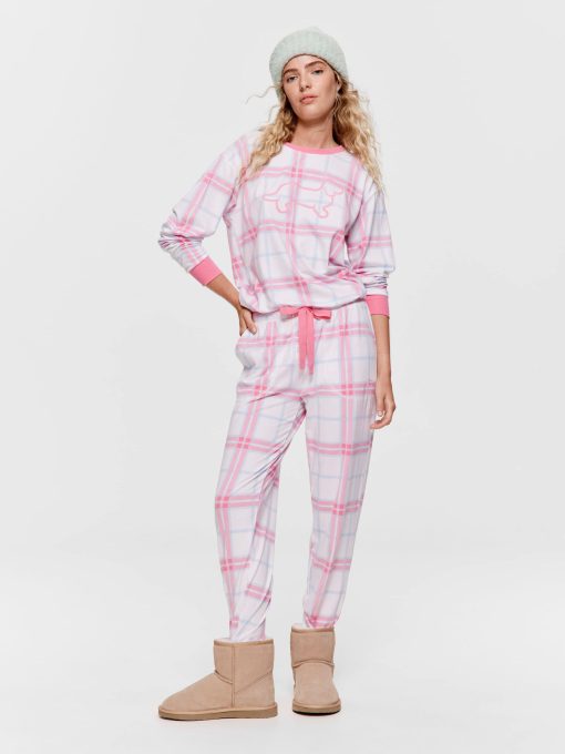 Cream & Pink Check Easy Pj Pant multi