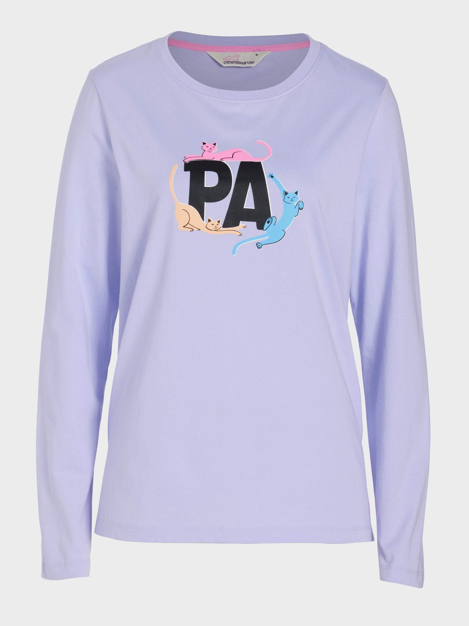 Playful Cats Long Sleeve Top purple