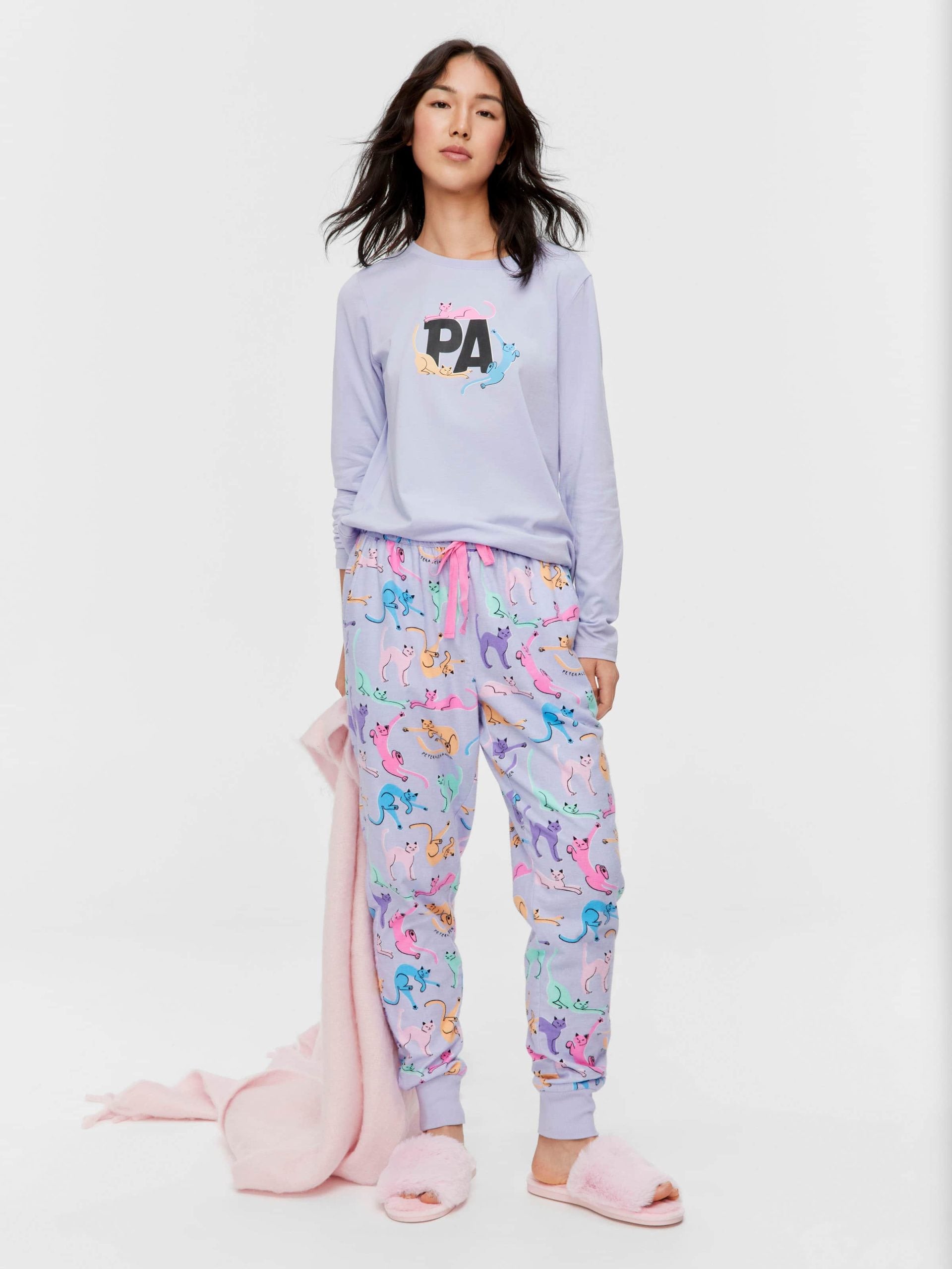 Playful Cats Cuffed Flannelette Pj Pant multi