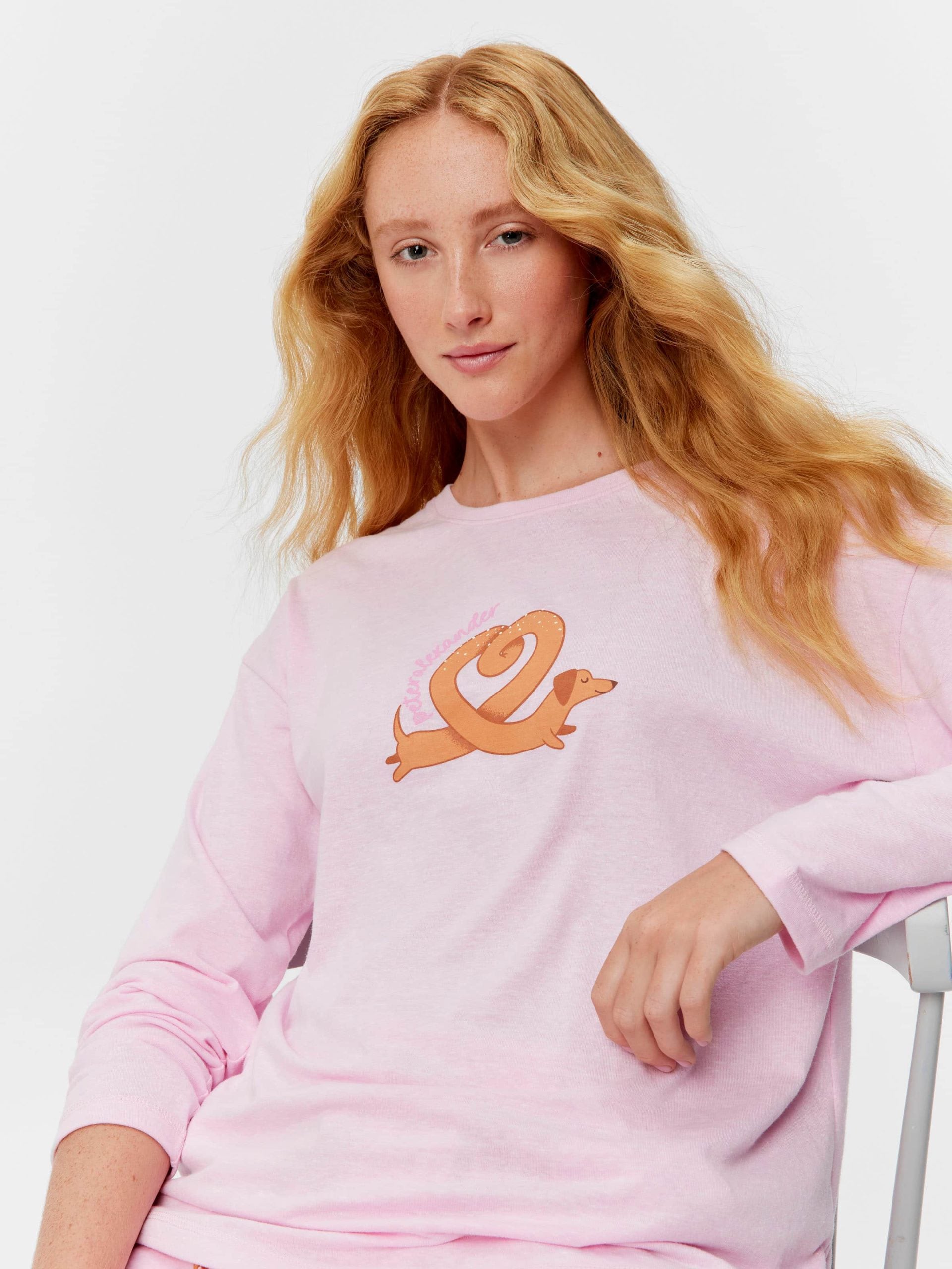 Pretzel Oversized Long Sleeve Top pink