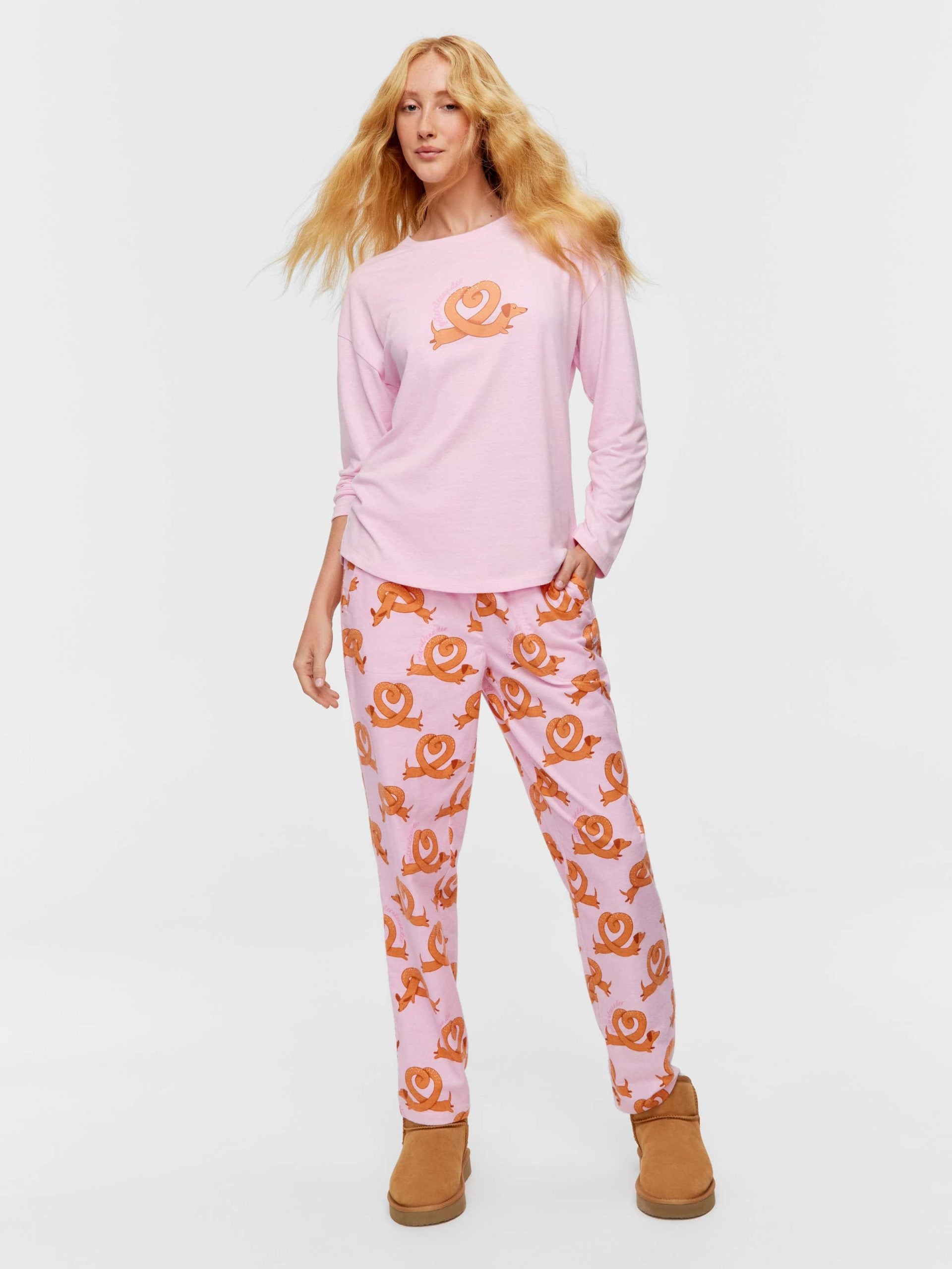Pretzel Oversized Long Sleeve Top pink