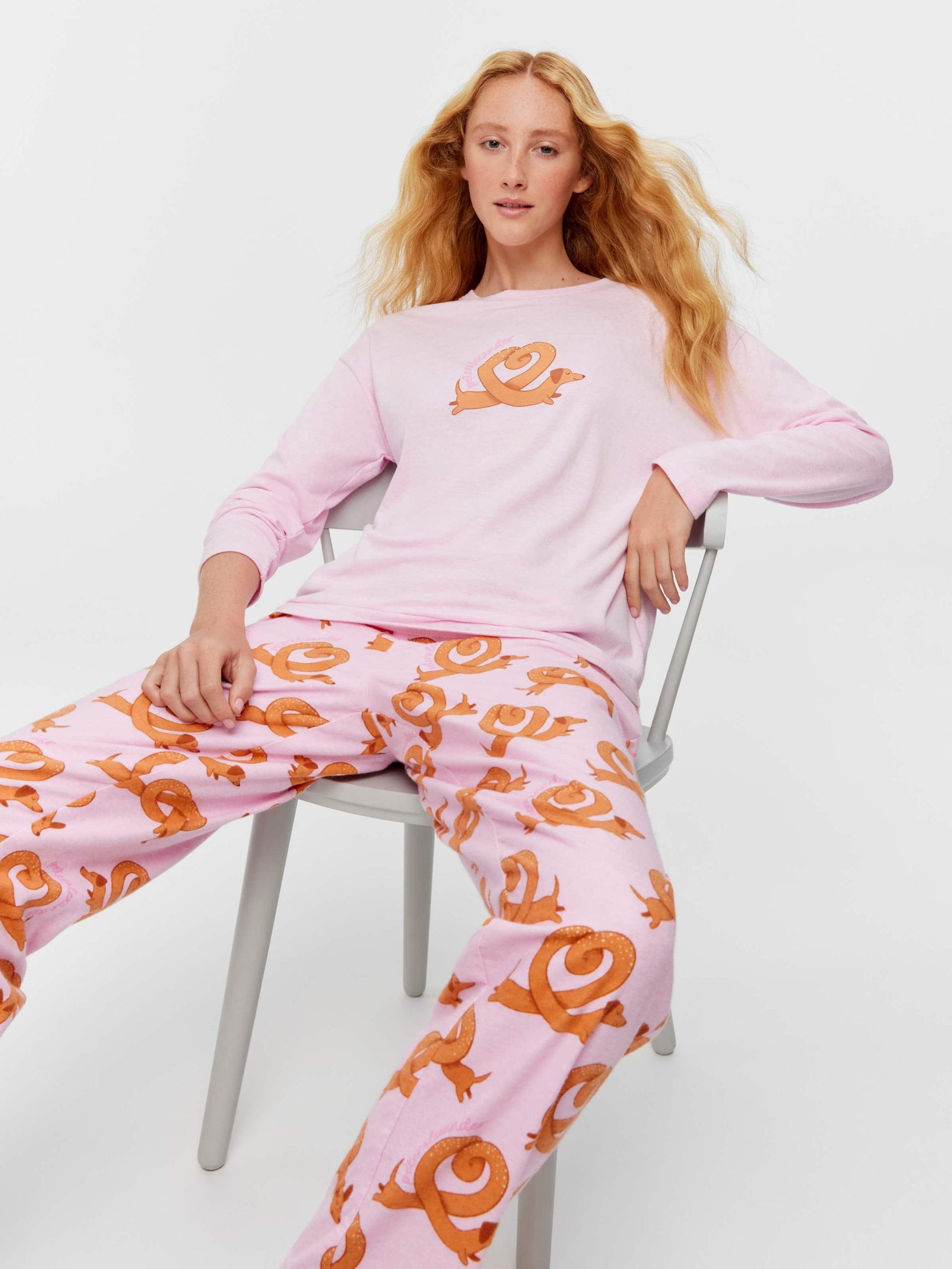 Pretzel Oversized Long Sleeve Top pink
