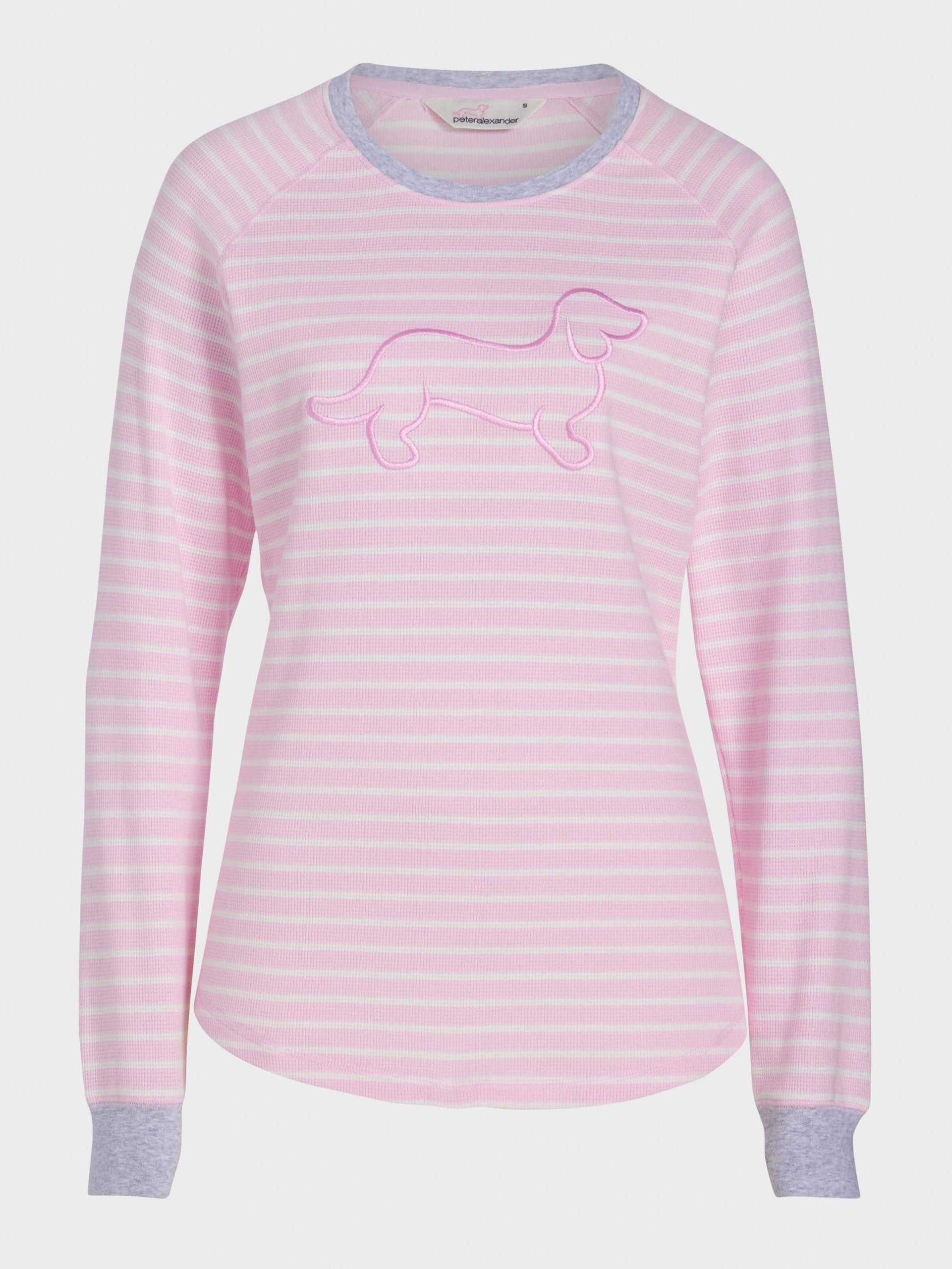 Pink Waffle Stripe Long Sleeve Top multi