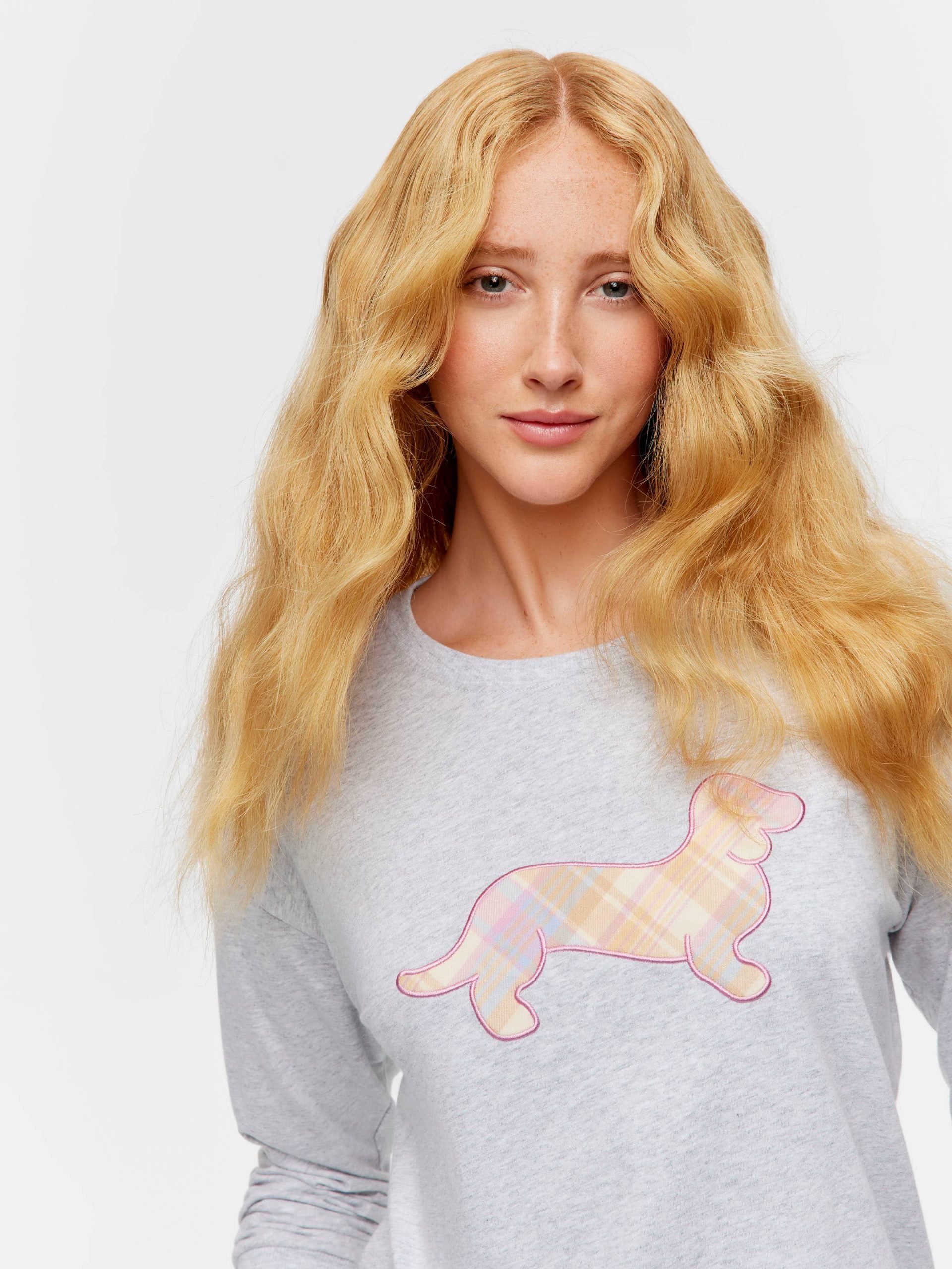 Penny Check Long Sleeve Top greymarle