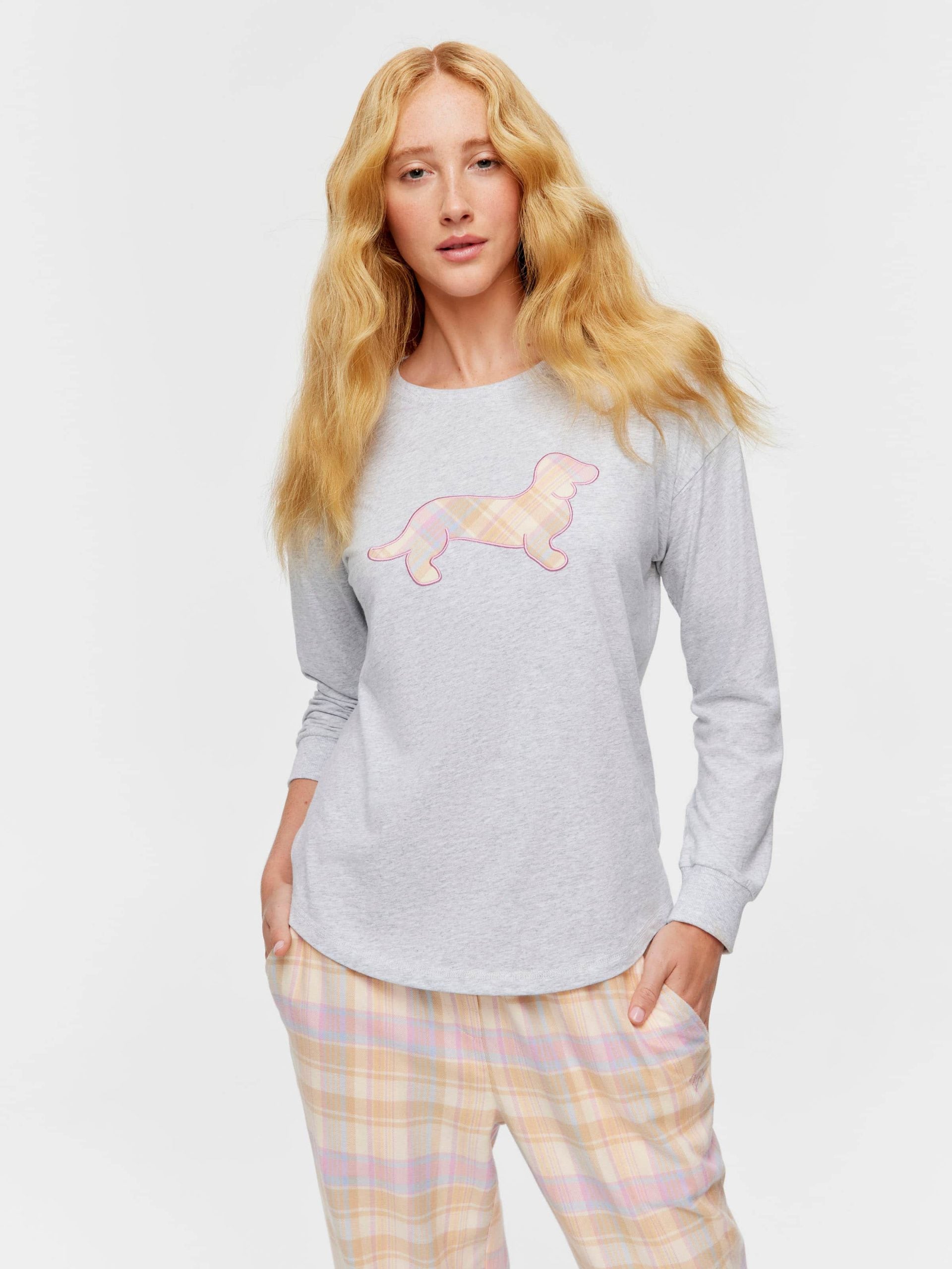 Penny Check Long Sleeve Top greymarle
