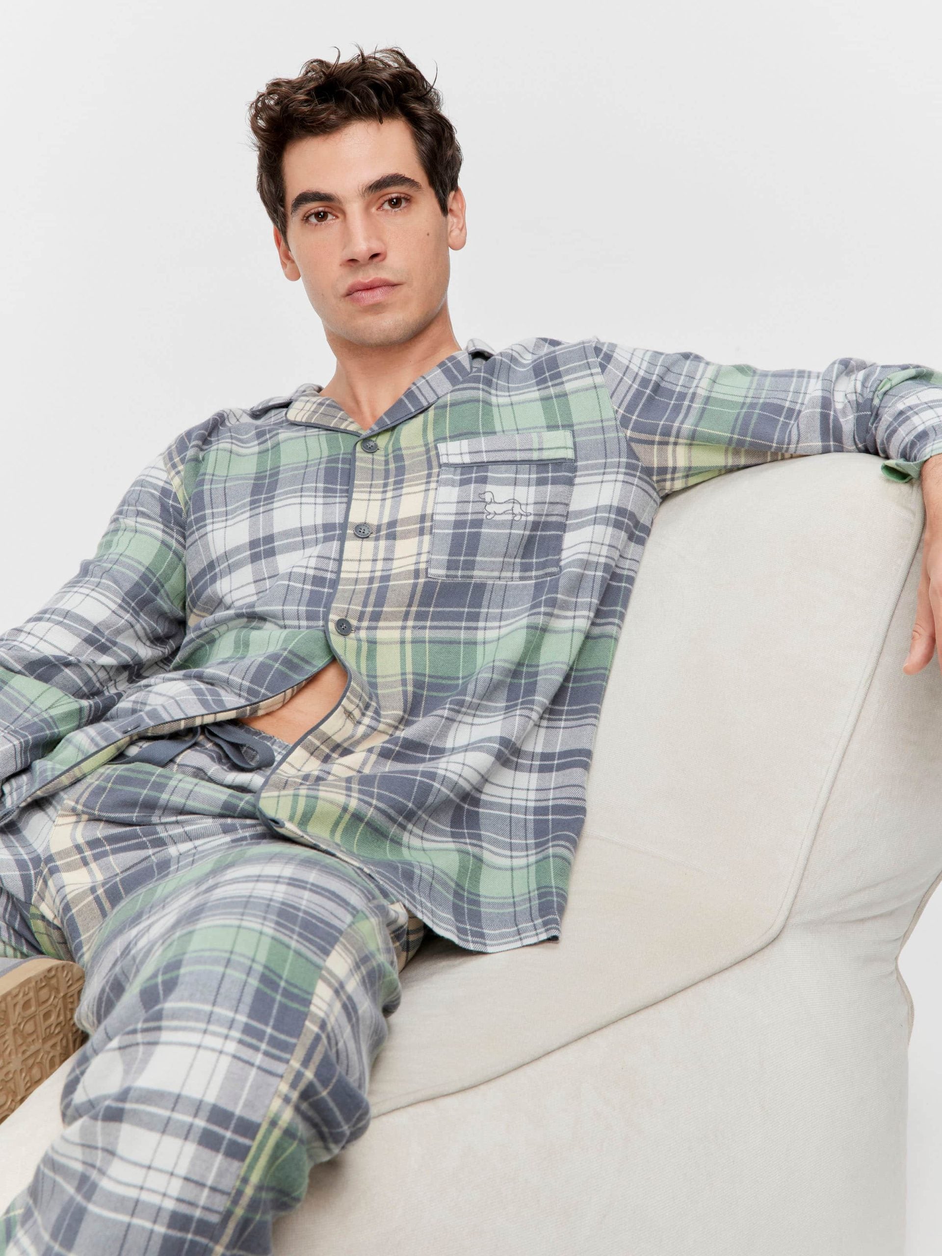 Cowboy Check Flannelette Long Sleeve Pj Set Multi