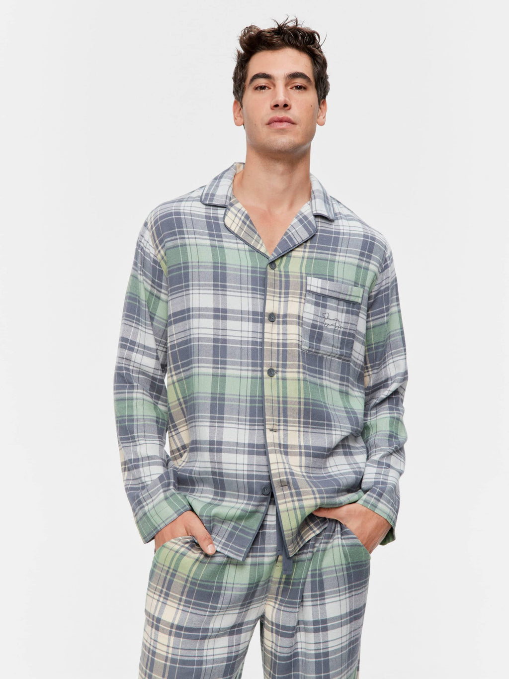 Cowboy Check Flannelette Long Sleeve Pj Set Multi