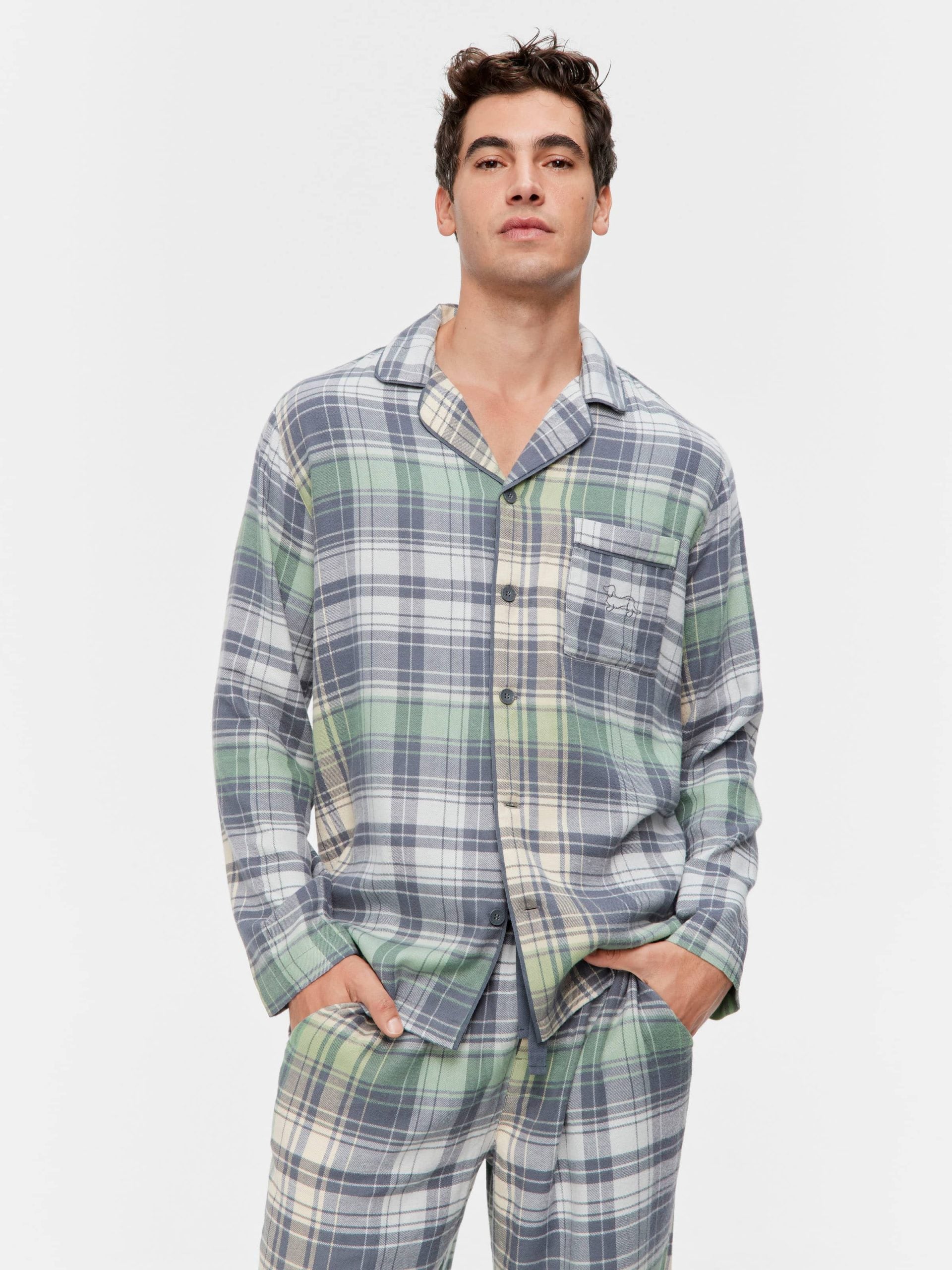 Cowboy Check Flannelette Long Sleeve Pj Set Multi