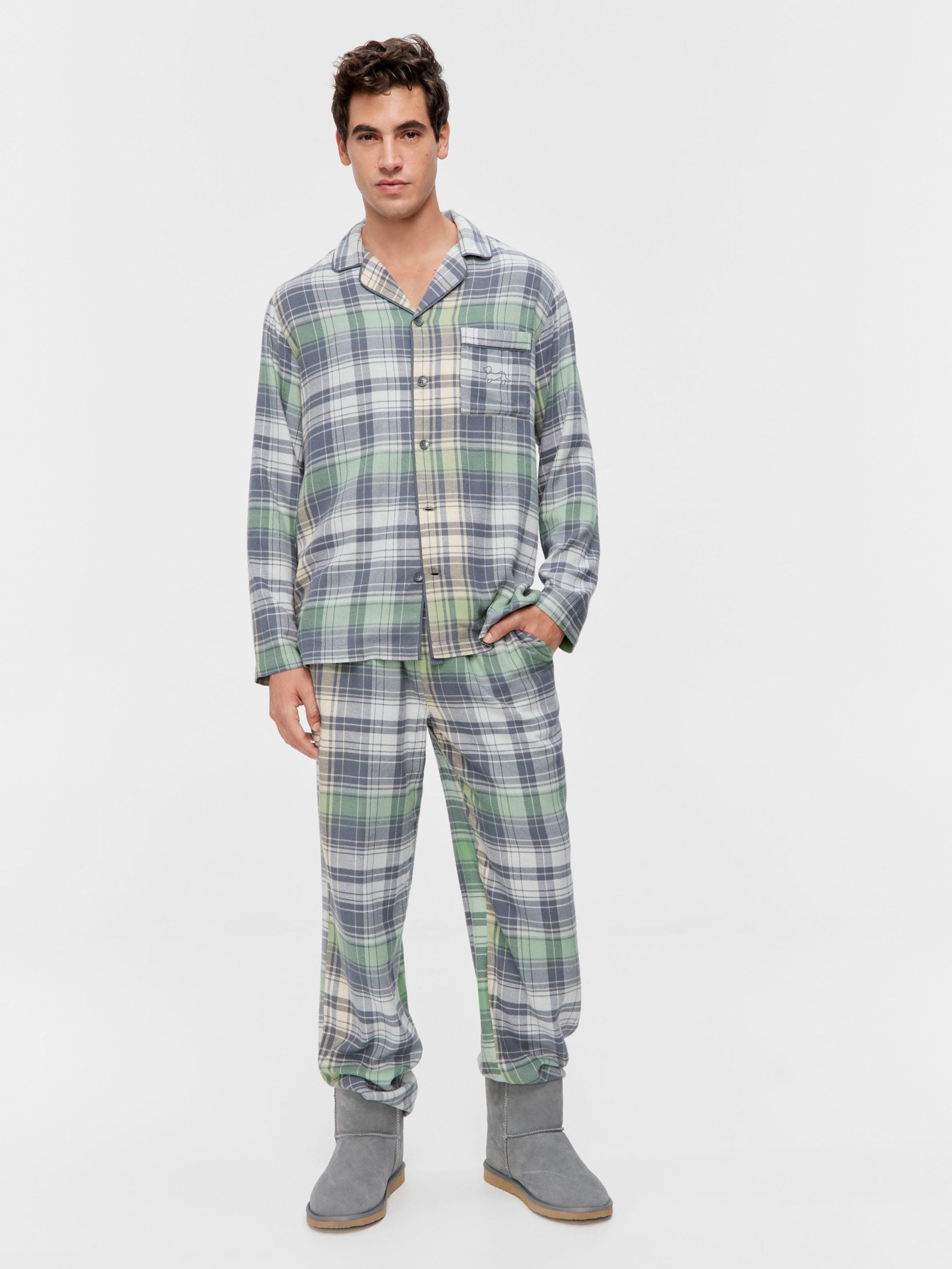 Cowboy Check Flannelette Long Sleeve Pj Set Multi