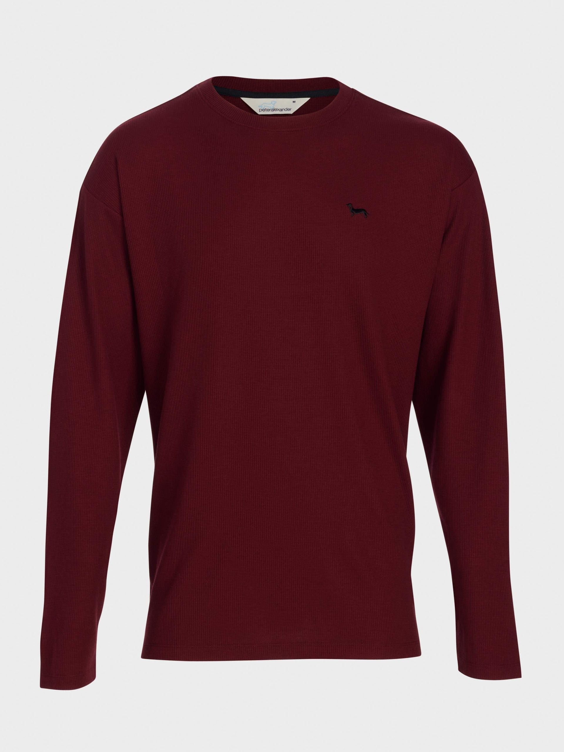 Burgundy Waffle Long Sleeve Top Red