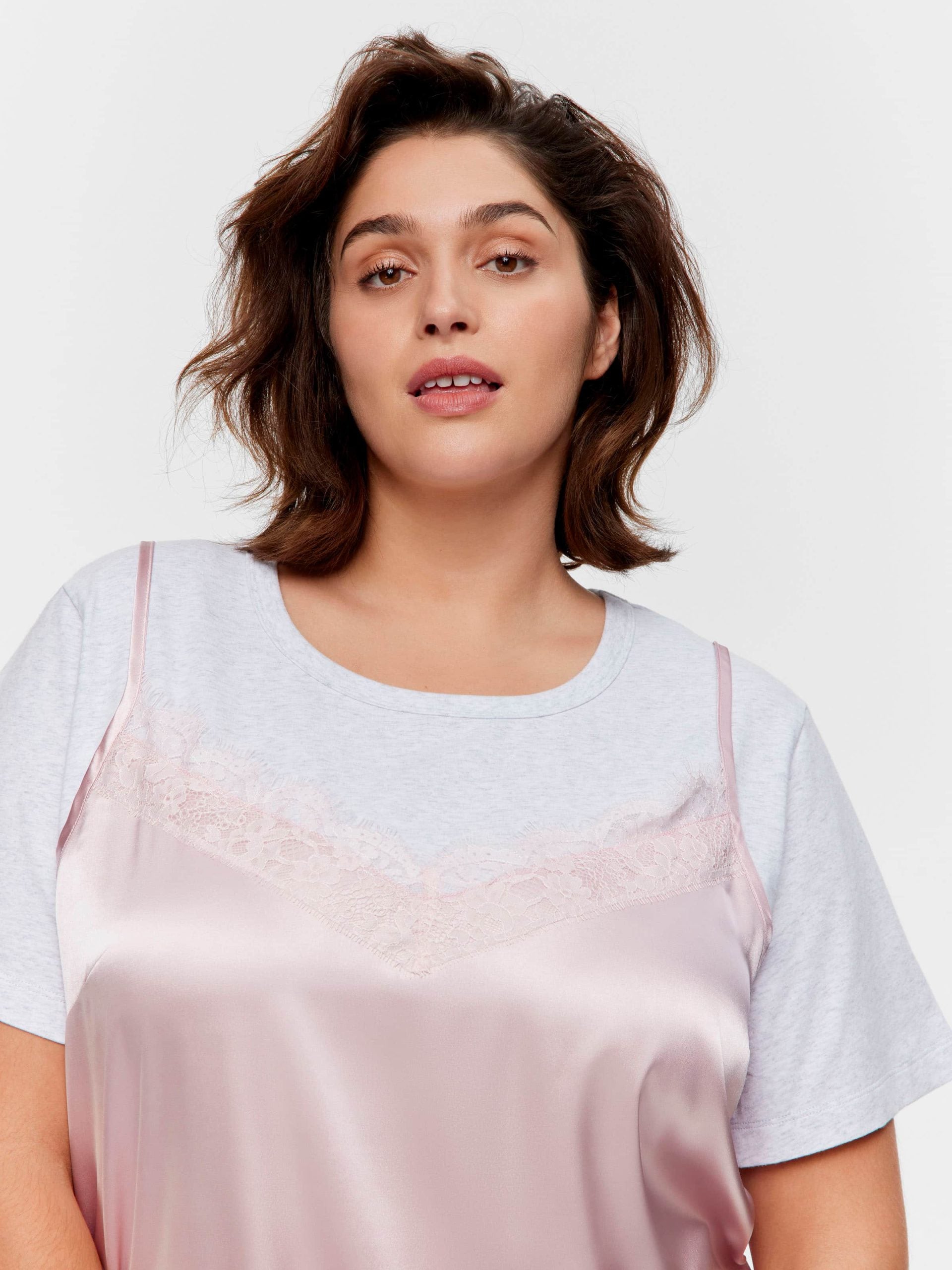 P.A. Plus T-Shirt Satin Slip Nightie Multi