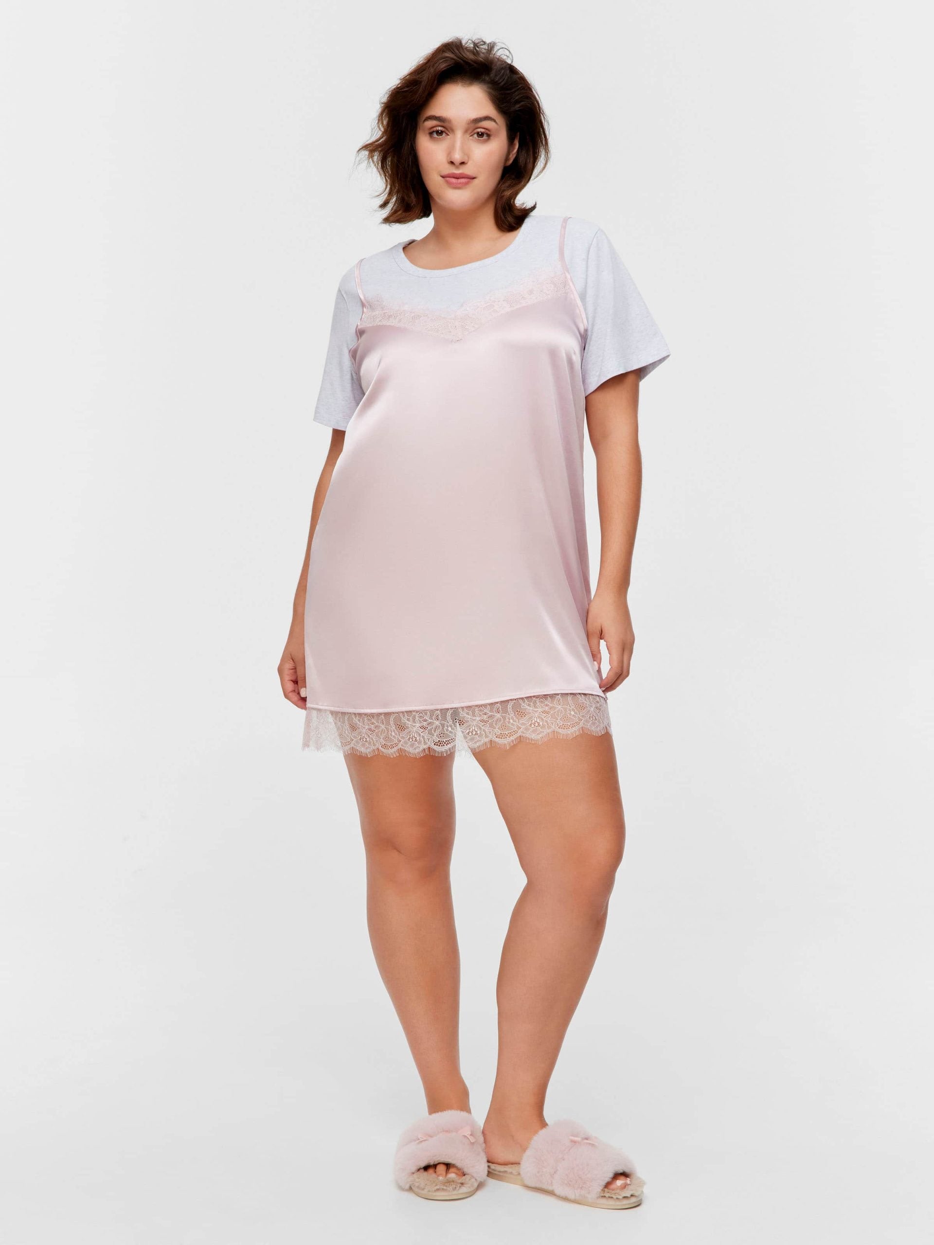 P.A. Plus T-Shirt Satin Slip Nightie Multi